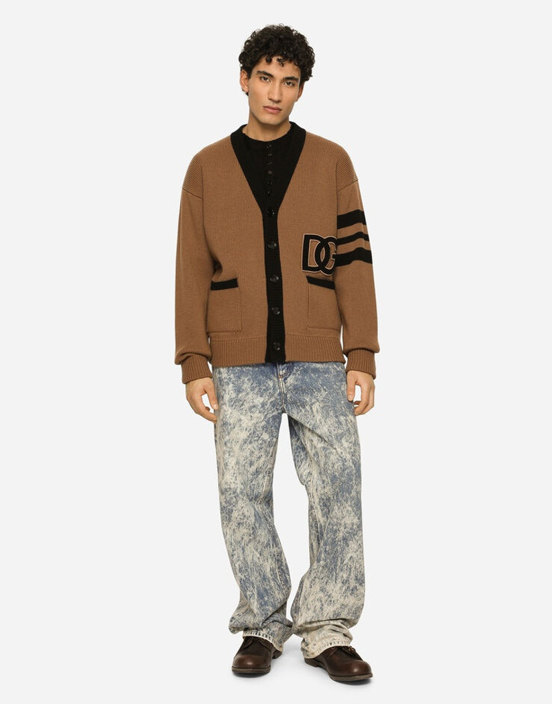 Dolce & Gabbana Wool fisherman’s rib cardigan with DG logo patch outlook