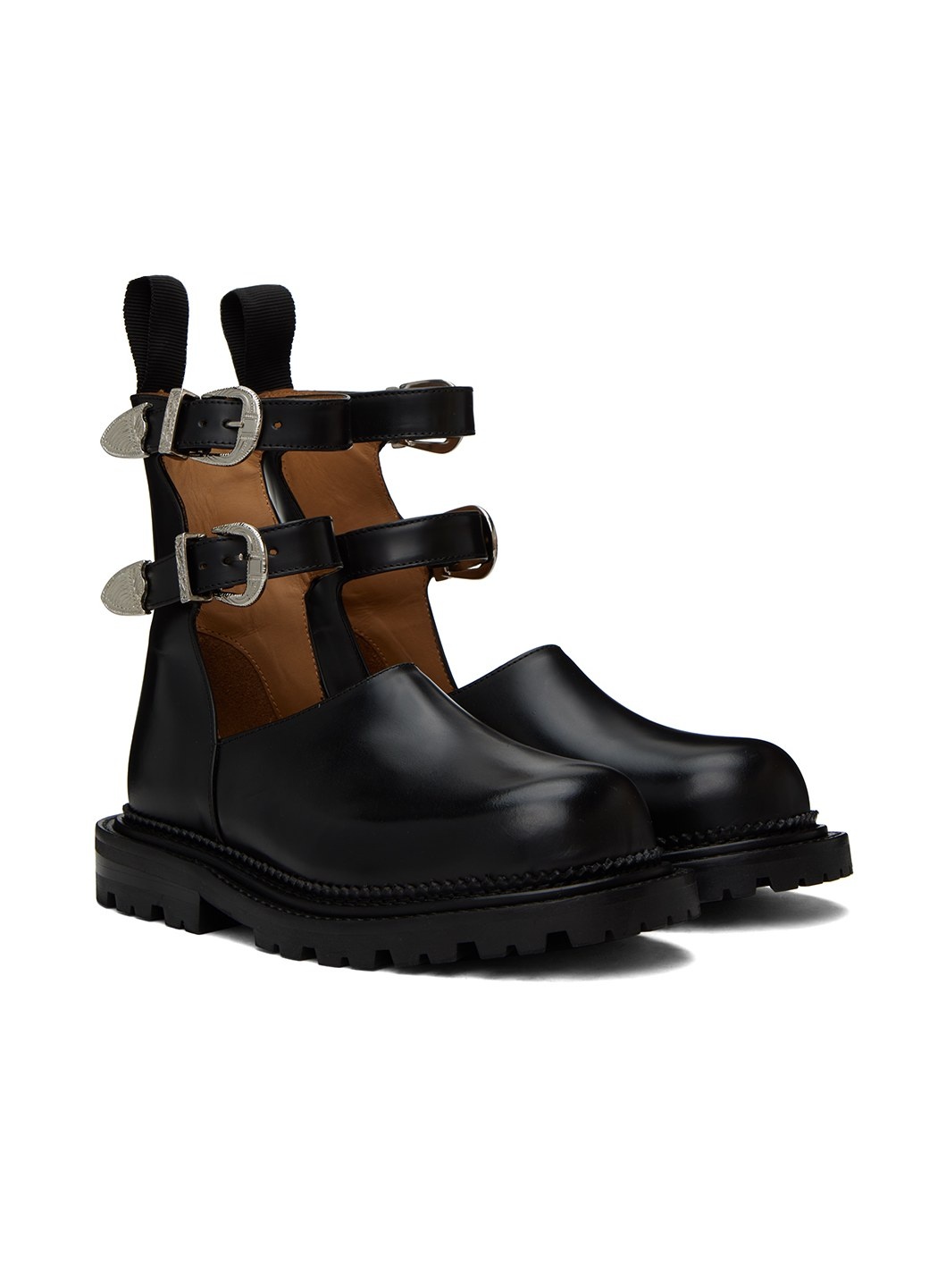 Black Buckle Ankle Boots - 4