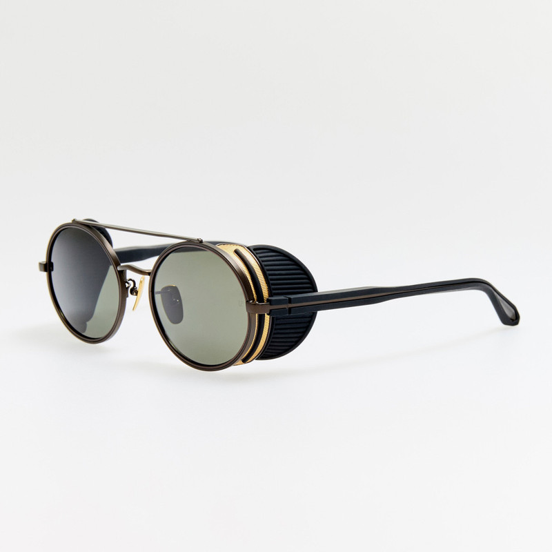 LINDA FARROW Baret Explorer Sunglasses in Matt Nickel and 22K Gold outlook