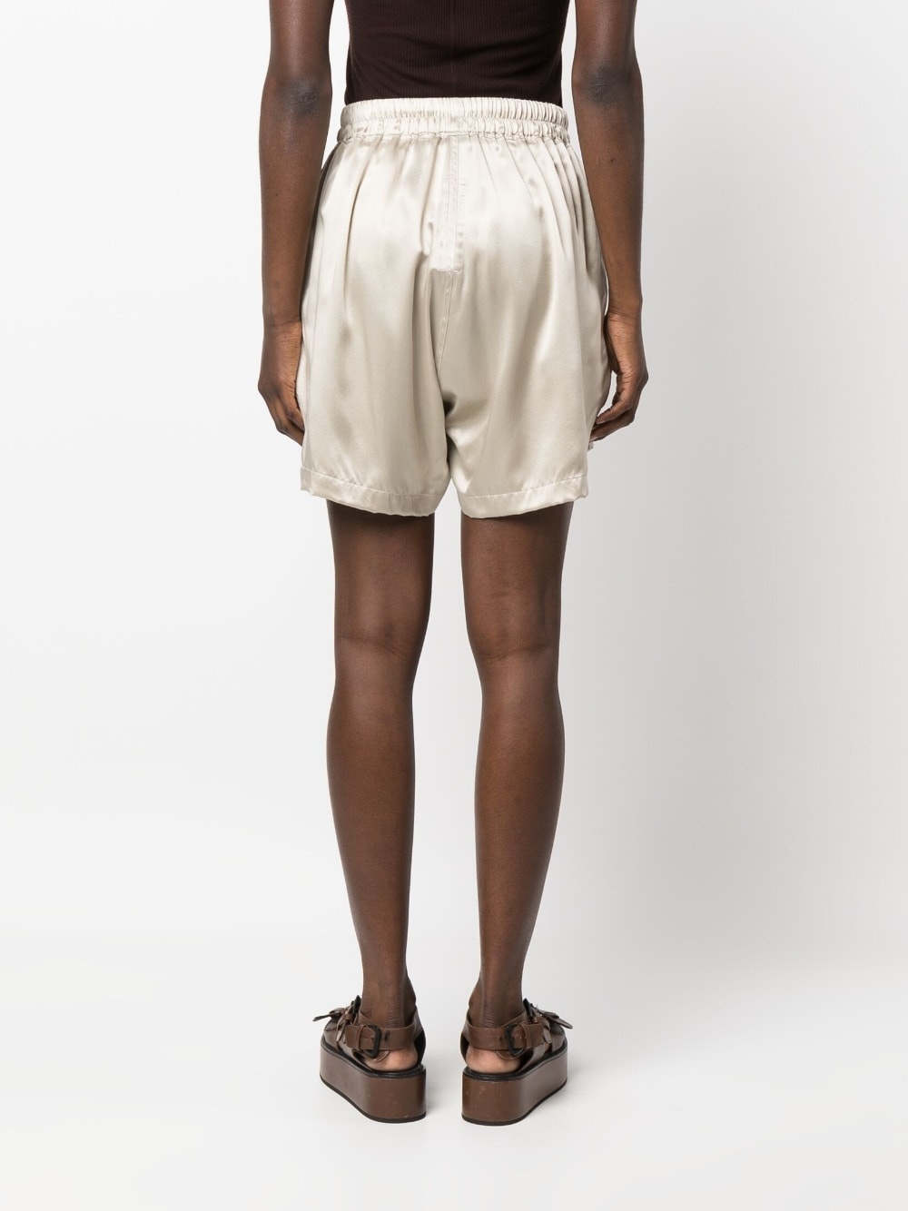 drawstring silk shorts - 4