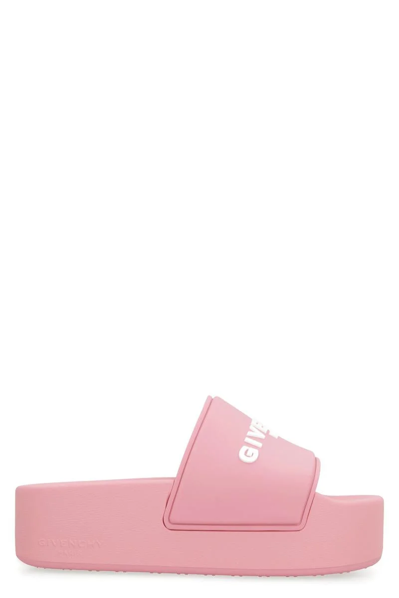 Givenchy Logoed Rubber Platform Slides - 1