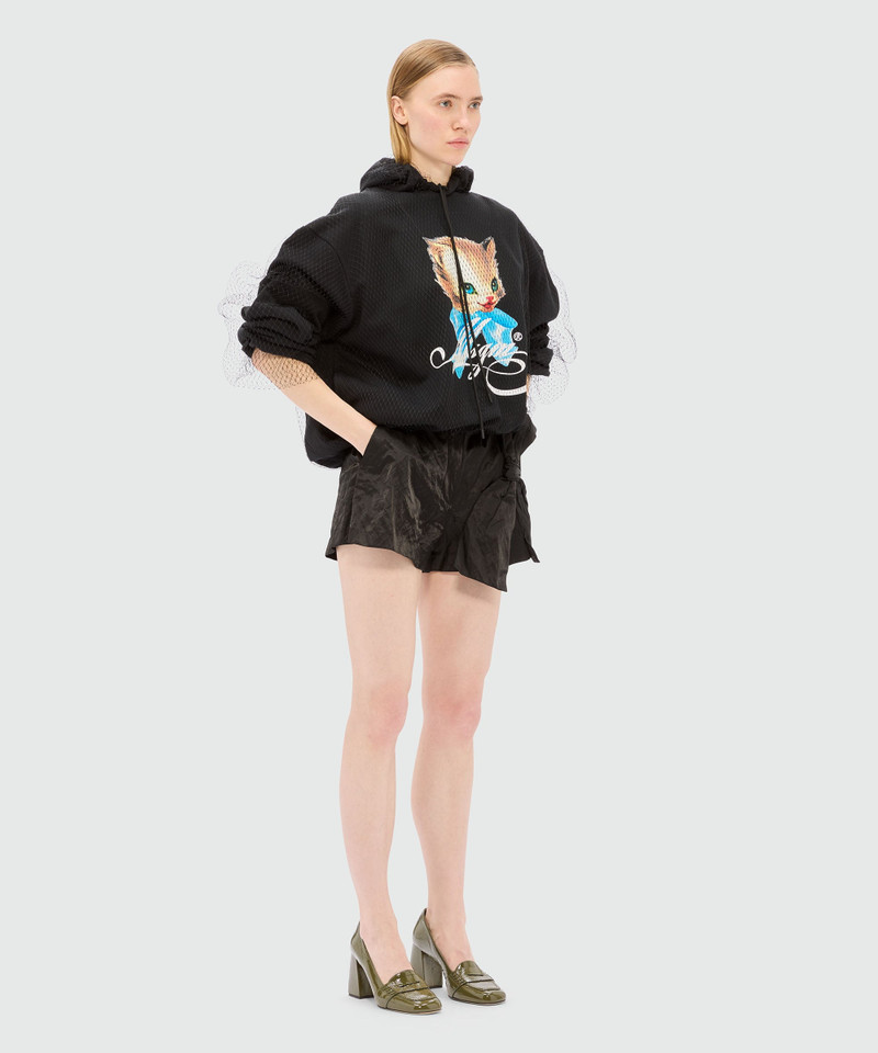 Black crinkle duchesse shorts with bow 4