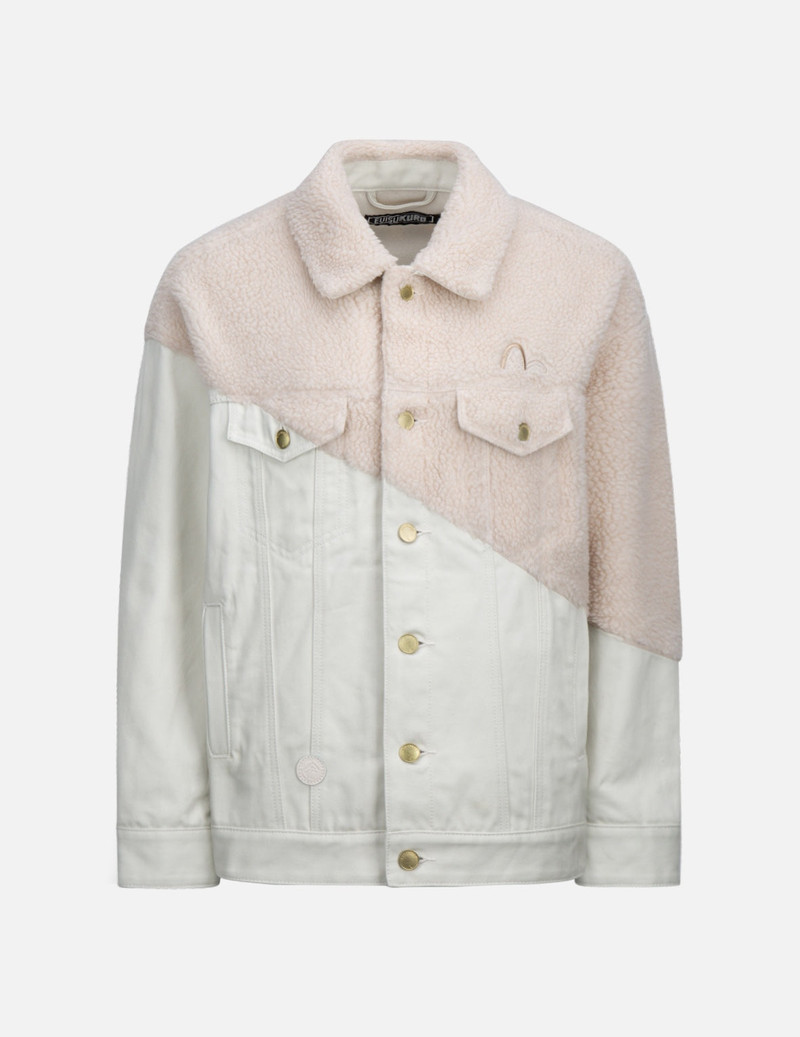 EVISU Fabric Blocking Sherpa Fleece Denim Jacket outlook