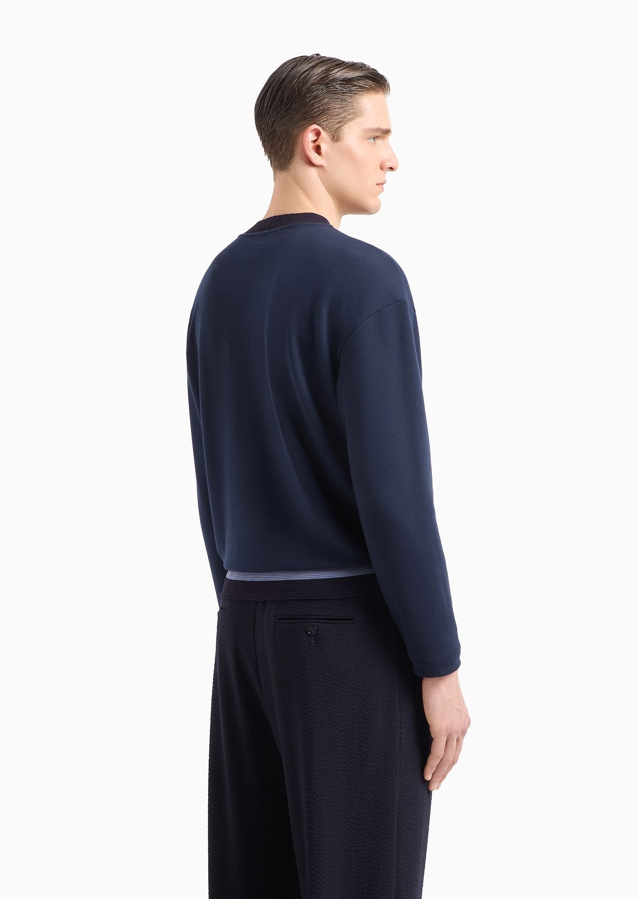 Cotton and cashmere crew-neck sweatshirt with oversized logo - 3