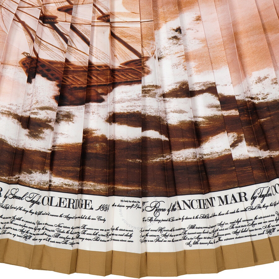 Burberry Ladies Mariner Print Pleated Cady Skirt - 5