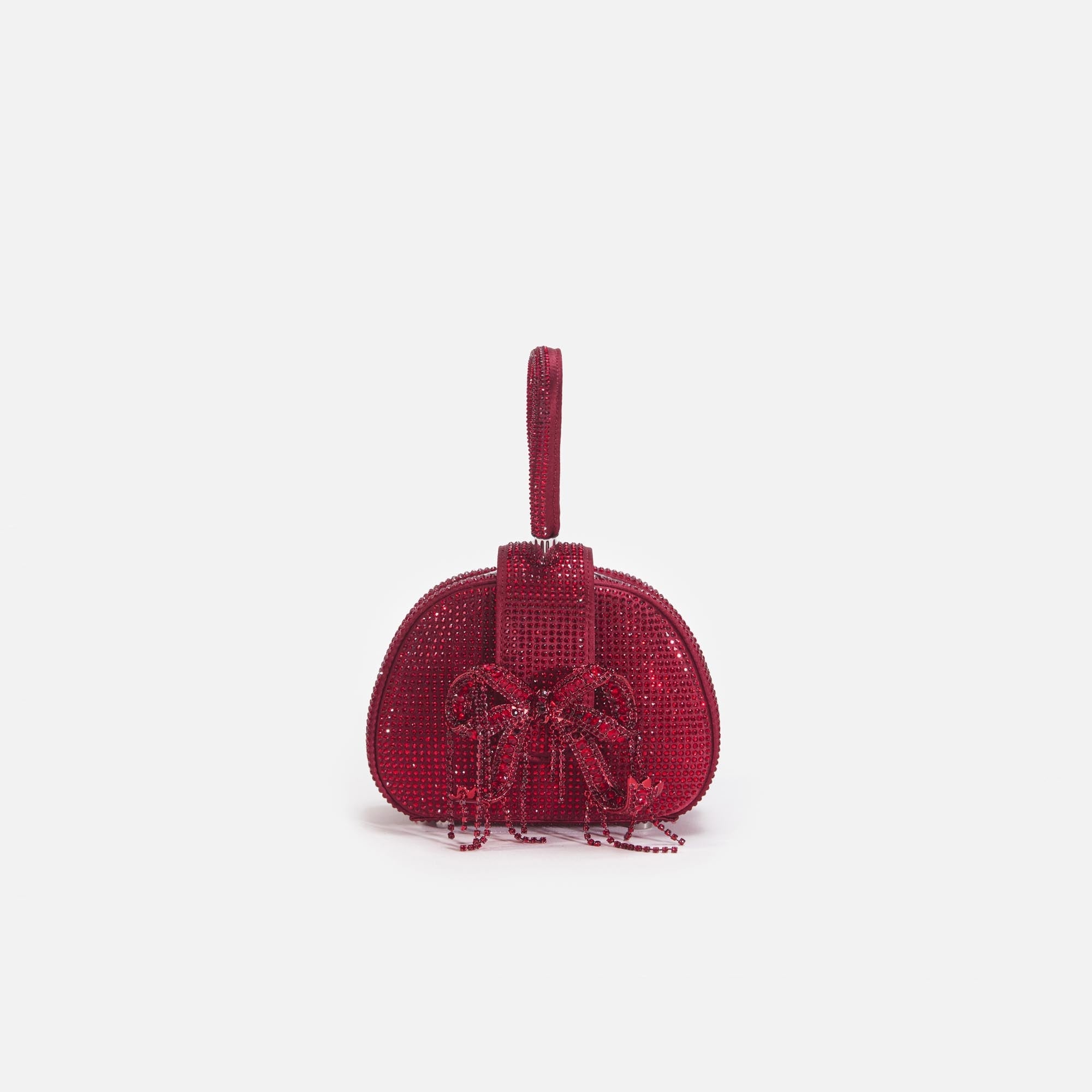 Burgundy Rhinestone Top Handle Micro Bag - 1