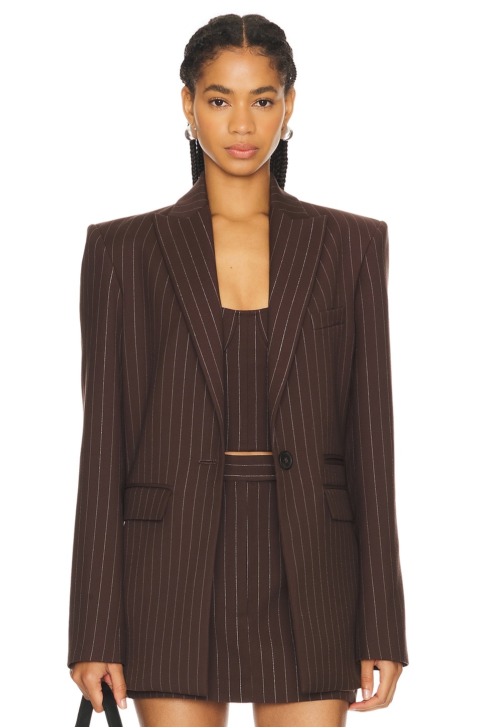 Lurex Pinstripe Single Breasted Oversize Blazer - 1