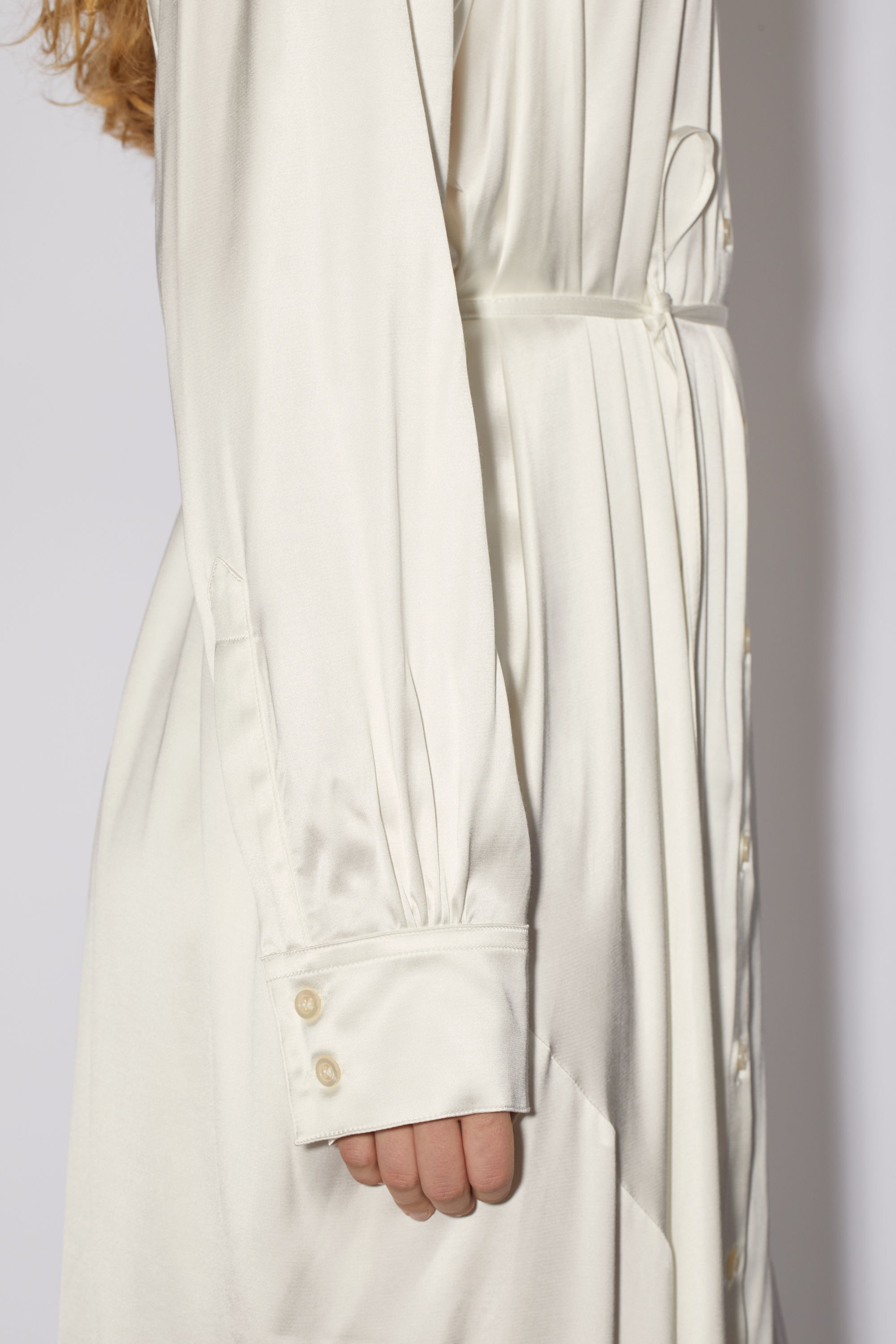 Satin shirt dress - White - 7