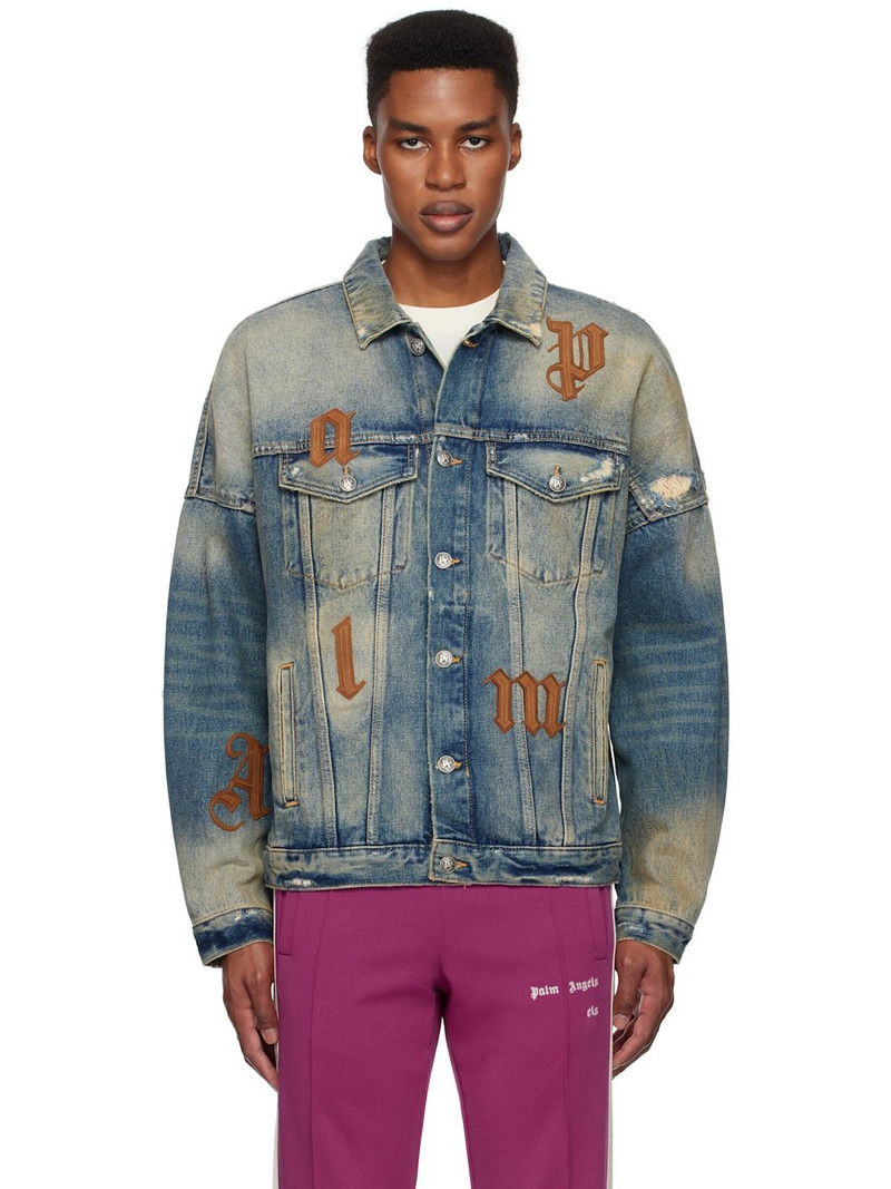 Blue Oversize Logo Patches Denim Jacket 1