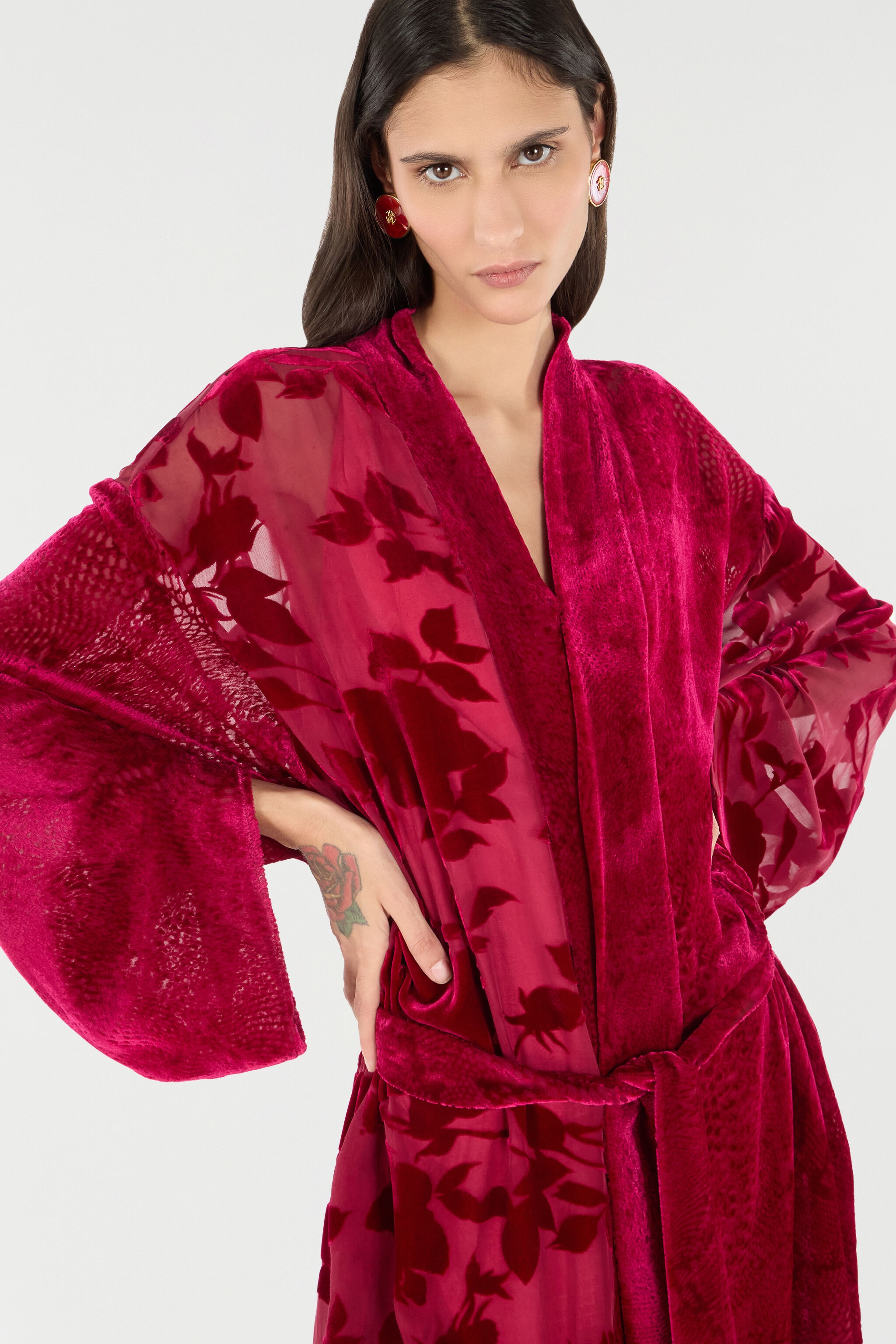 Robe With Rose And Python Pattern - 6