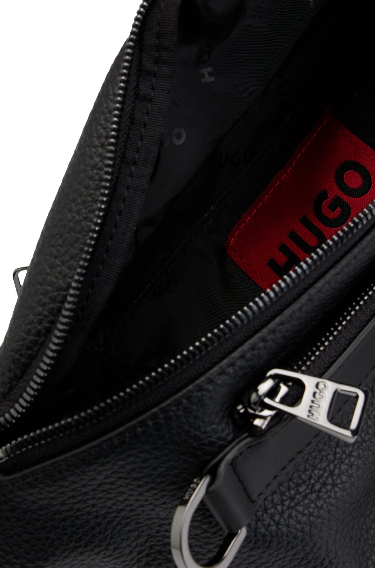 BELT BAG IN FAUX LEATHER WITH METALLIC STACKED LOGO - 5