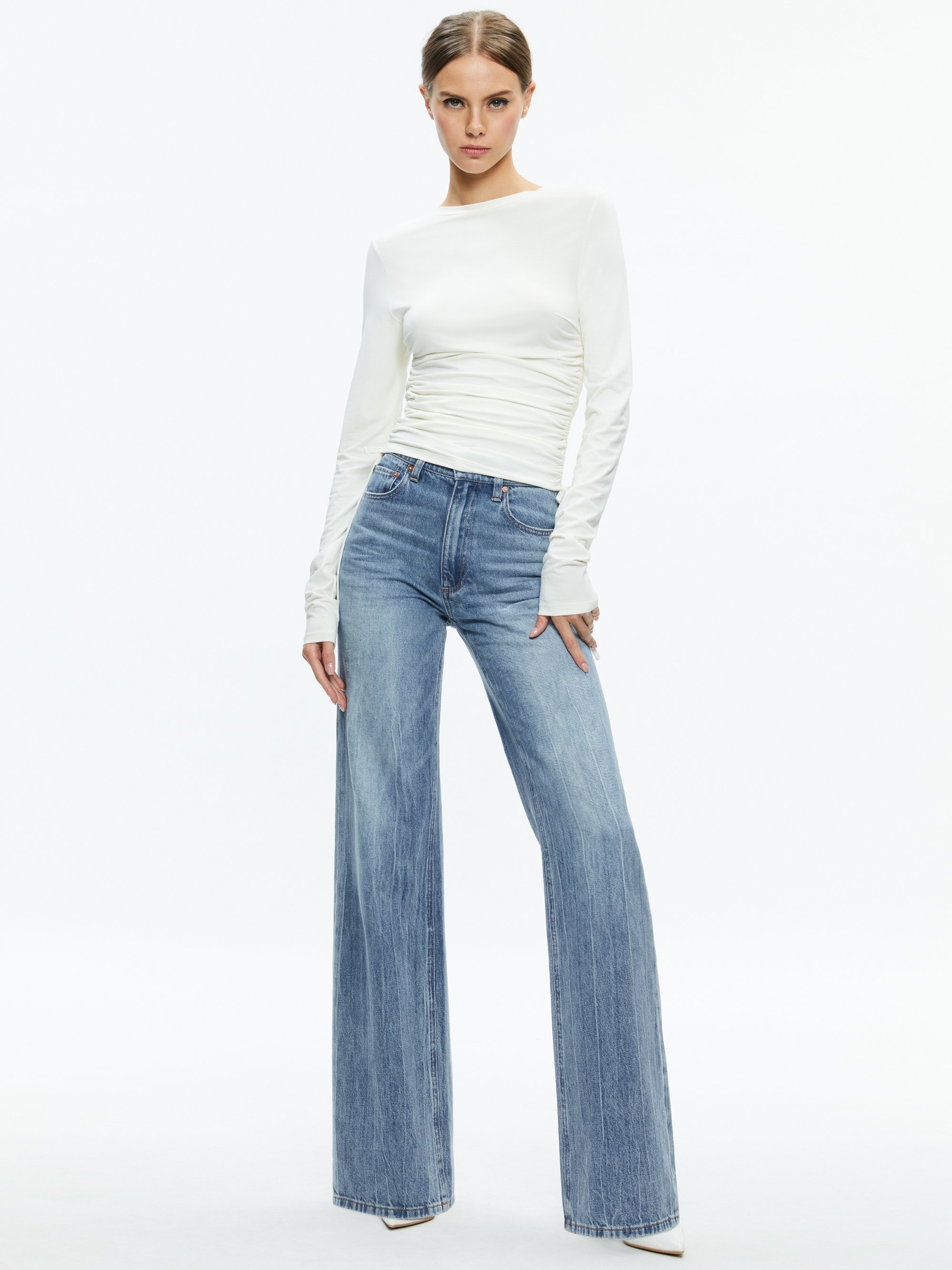 PERCY CREWNECK RUCHED CROPPED TOP - 3