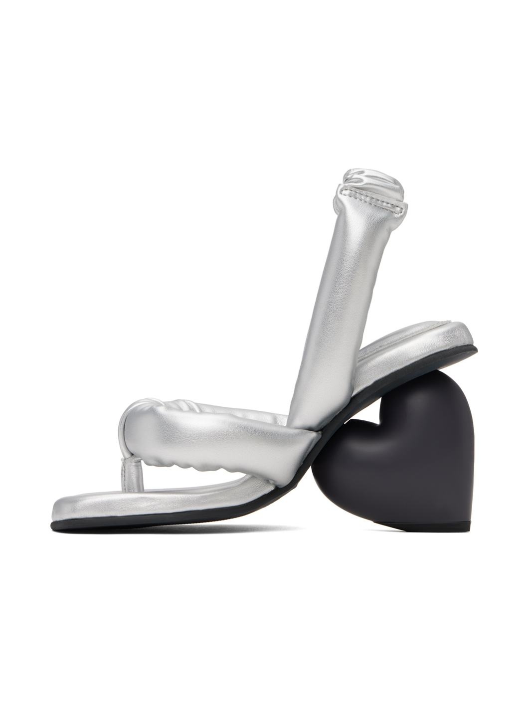 Silver & Black Love Heeled Sandals - 3