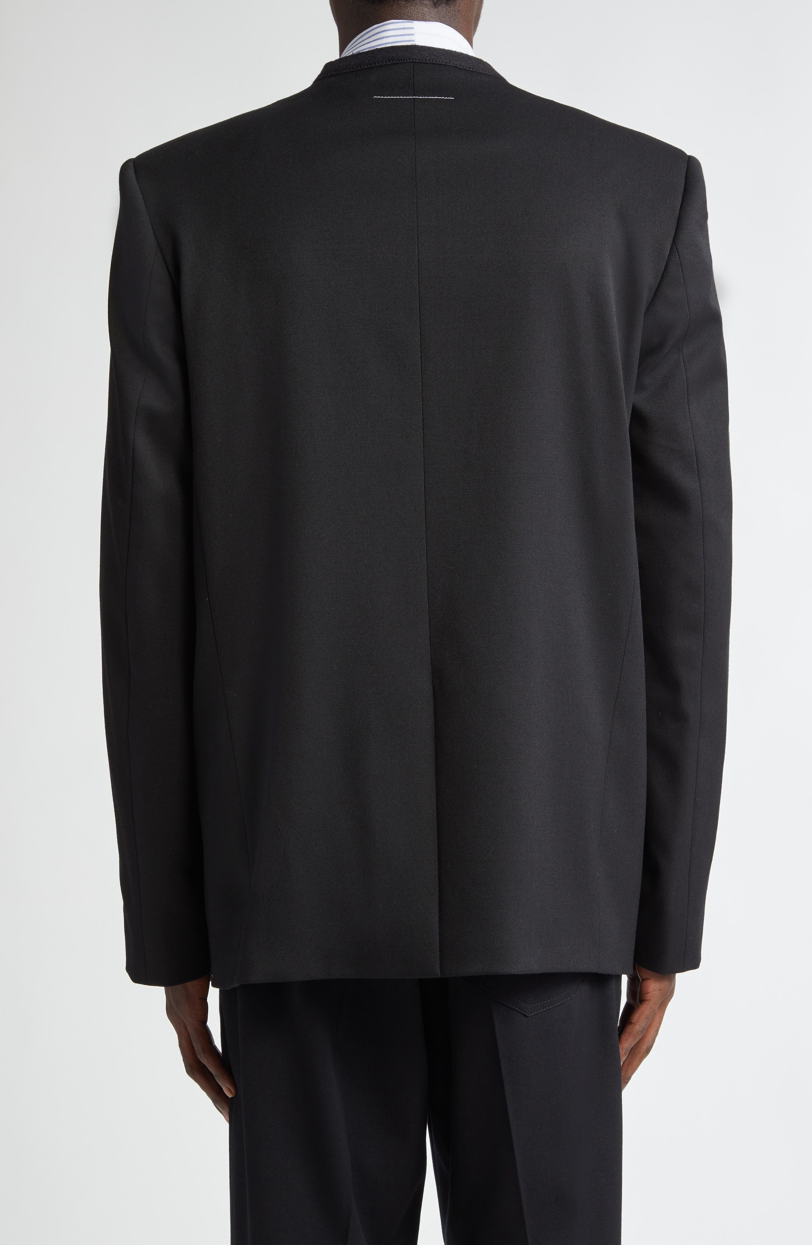 MM6 Maison Margiela Collarless Raw Edge Suit Jacket in Black at Nordstrom - 3