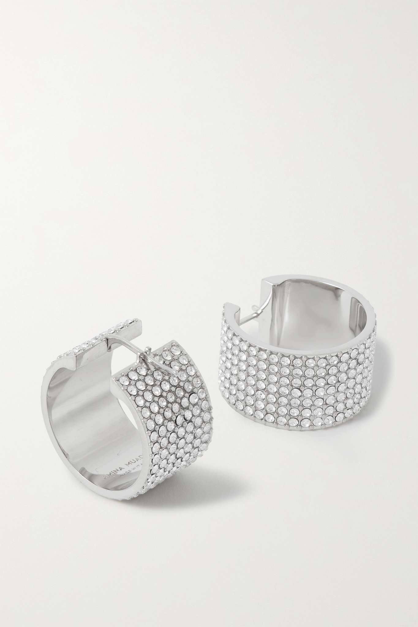 Rih small silver-tone crystal hoop earrings - 4