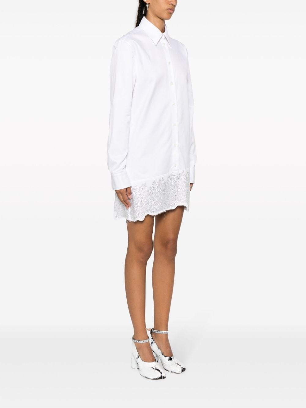 crystal-embellished cotton shirtdress - 3