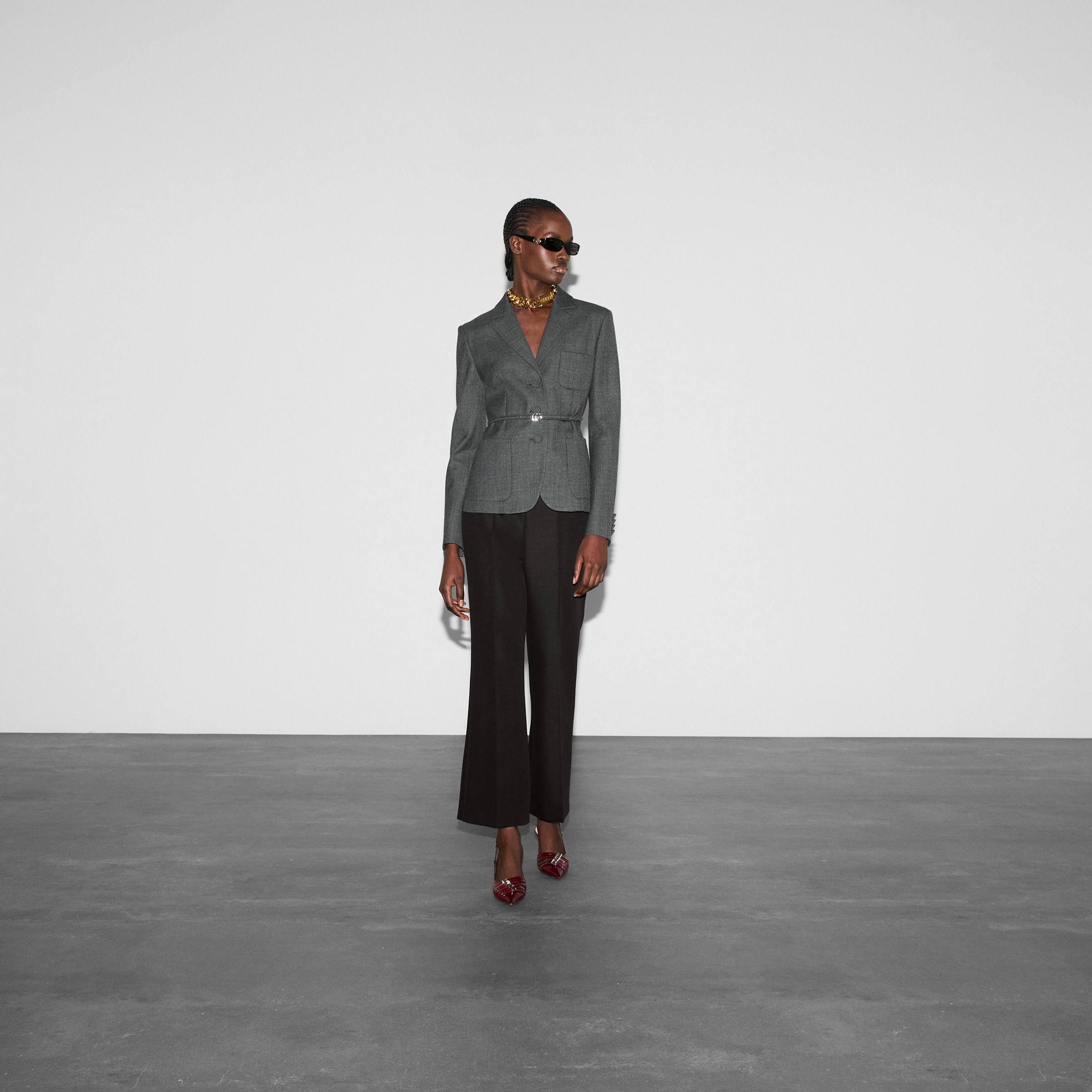 Single breasted wool grisaille jacket - 2