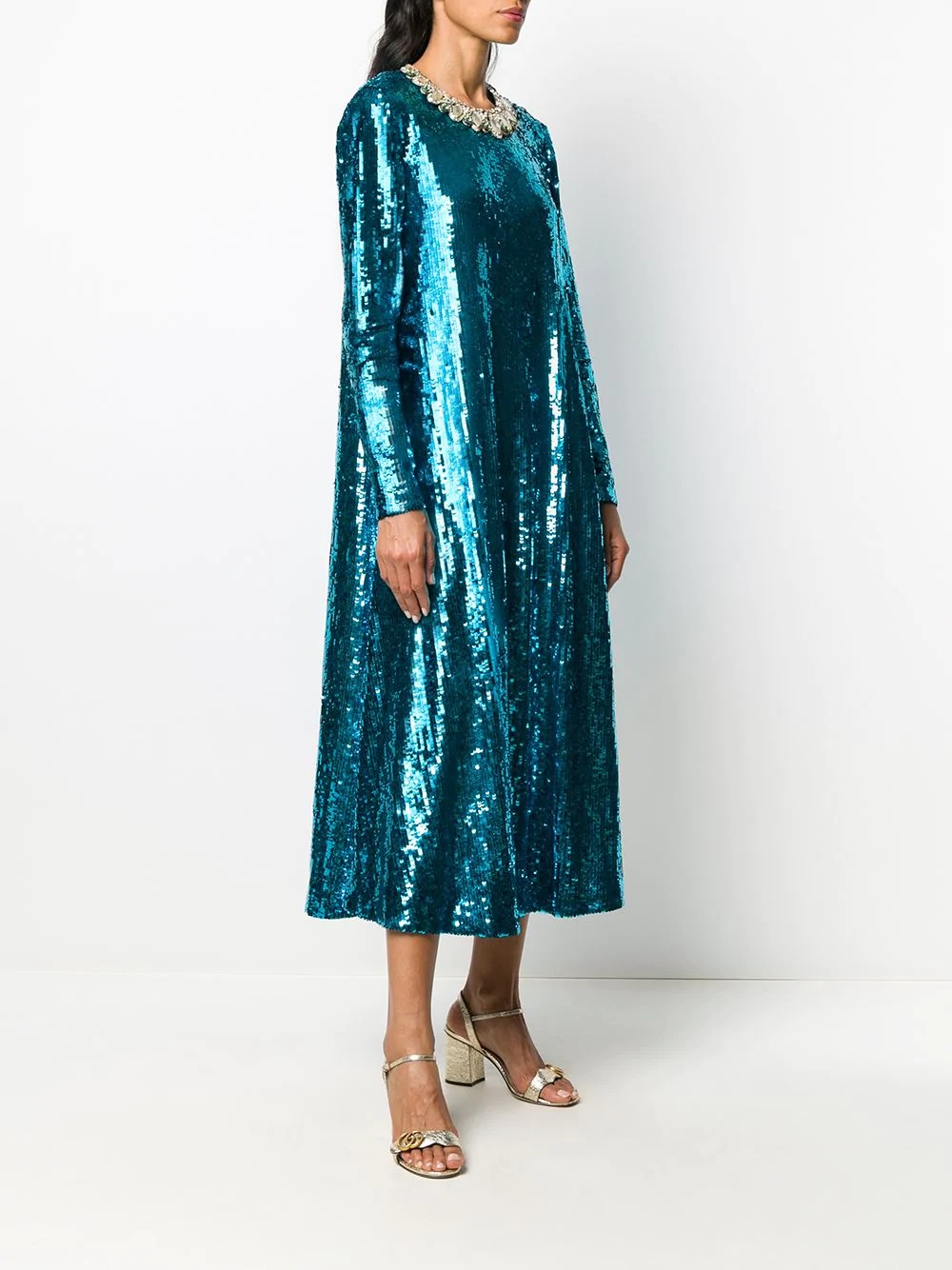 bead-embellished sequin shift dress - 3