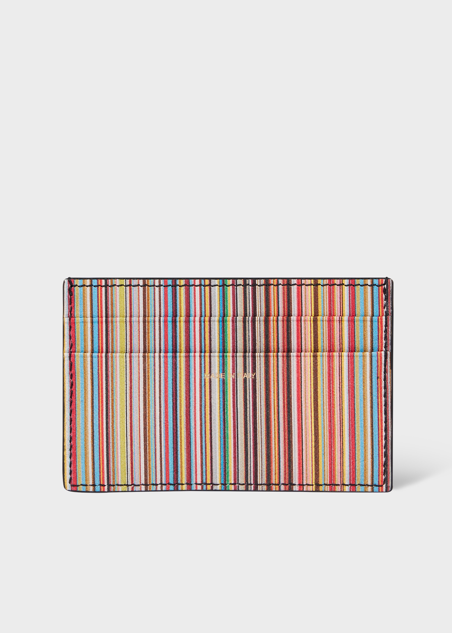 Dark Blue 'Signature Stripe' Leather Card Holder - 1