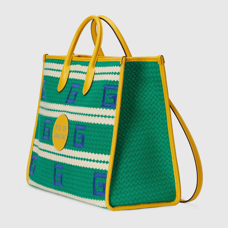 GUCCI Rio De Janeiro striped tote bag outlook
