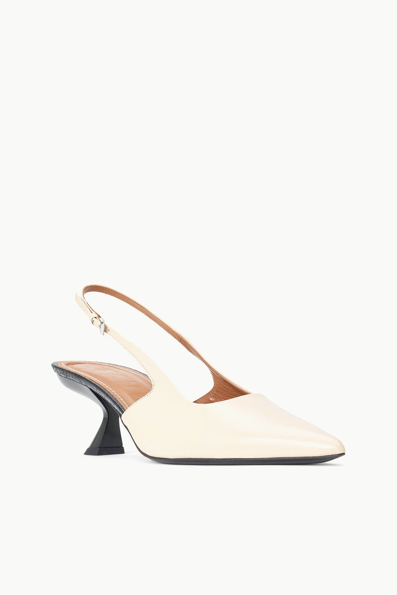 STAUD STAUD NEVE SLINGBACK KITTEN HEEL CREAM BLACK outlook