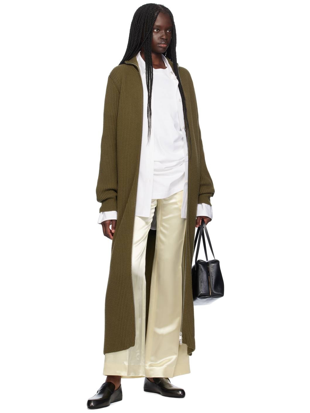Khaki Zip-Up Cardigan - 5
