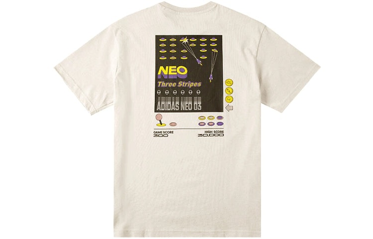 Men's adidas neo Se Arc Gr Tee Game Pattern Printing Round Neck Short Sleeve Bauxite Brown T-Shirt H - 2