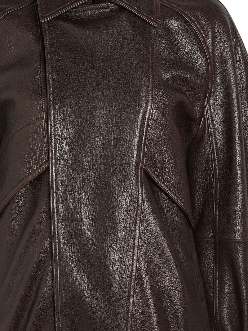 NOUR HAMMOUR raglan-sleeve leather jacket outlook