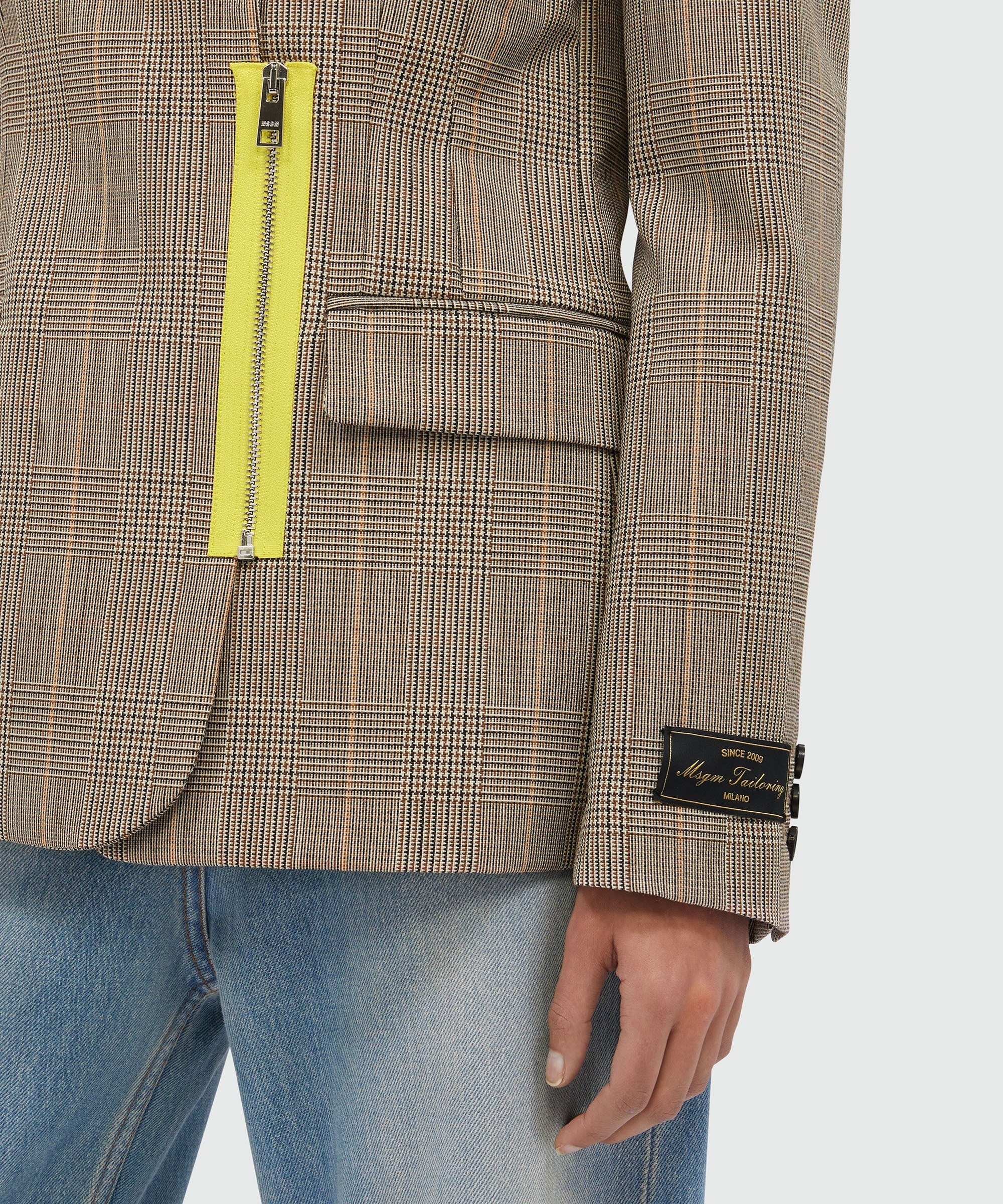 Prince of Wales wool jacket with yellow zip - 5