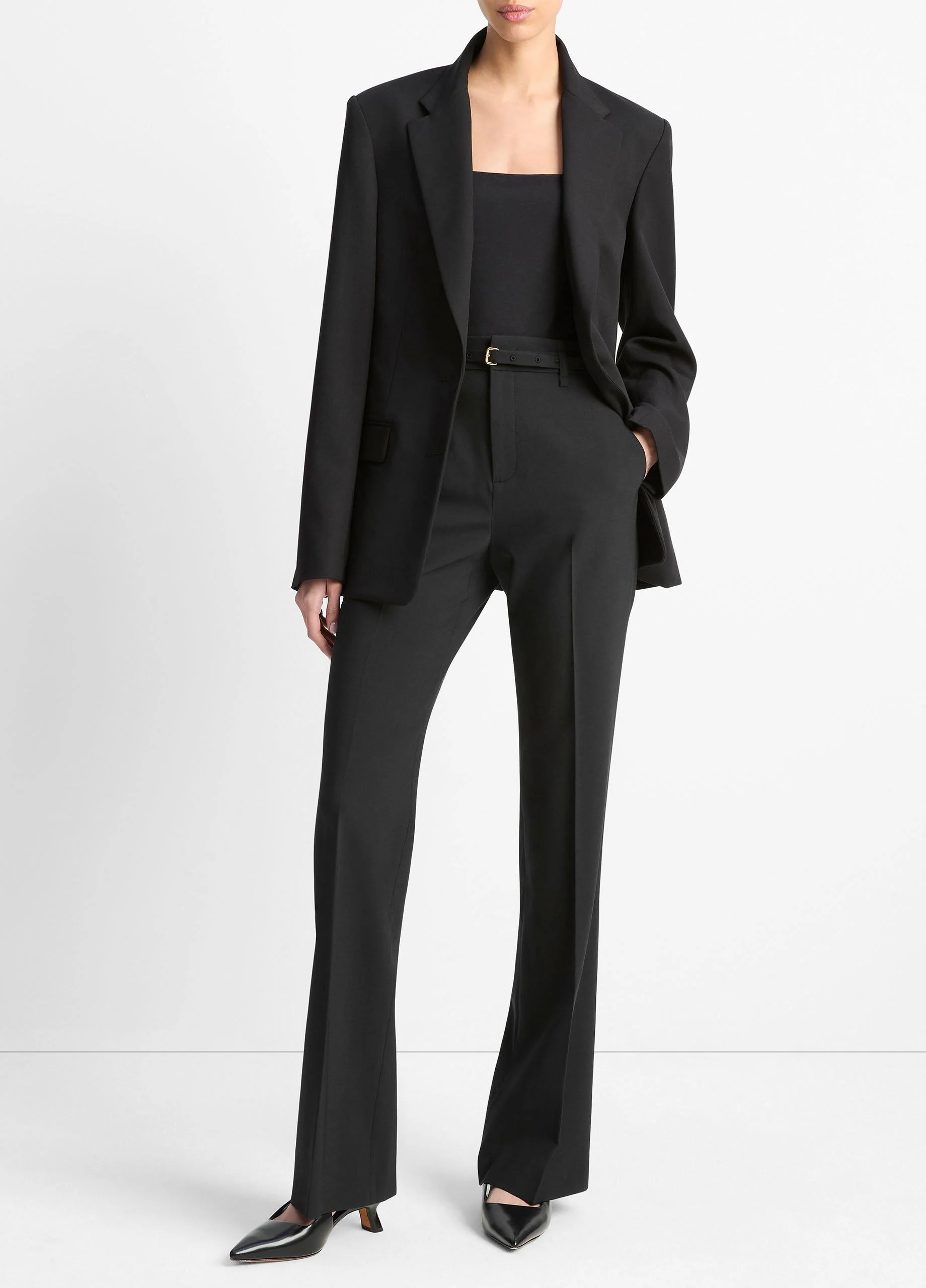 Belted High-Waist Slim Flare Trouser - 1