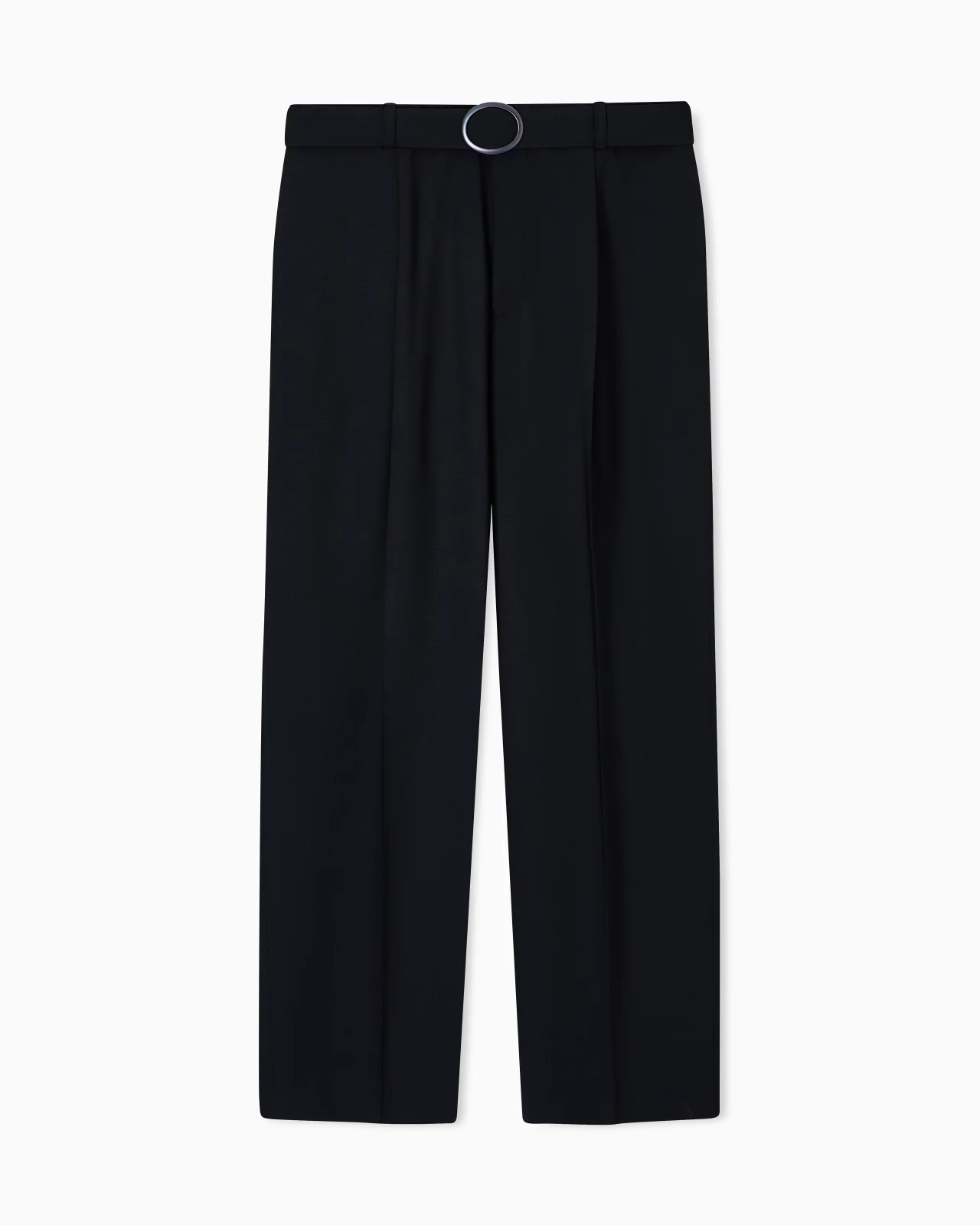 TROUSERS WITH PLEATS AND BELT IN STRETCH WOOL CANVAS - 1