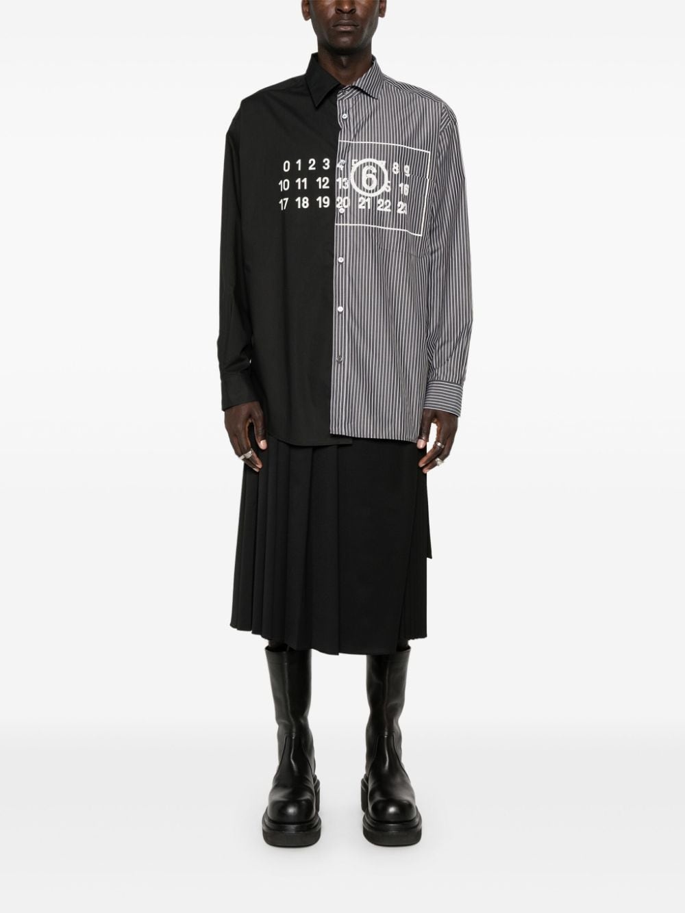 Spliced numbers-motif cotton shirt - 2
