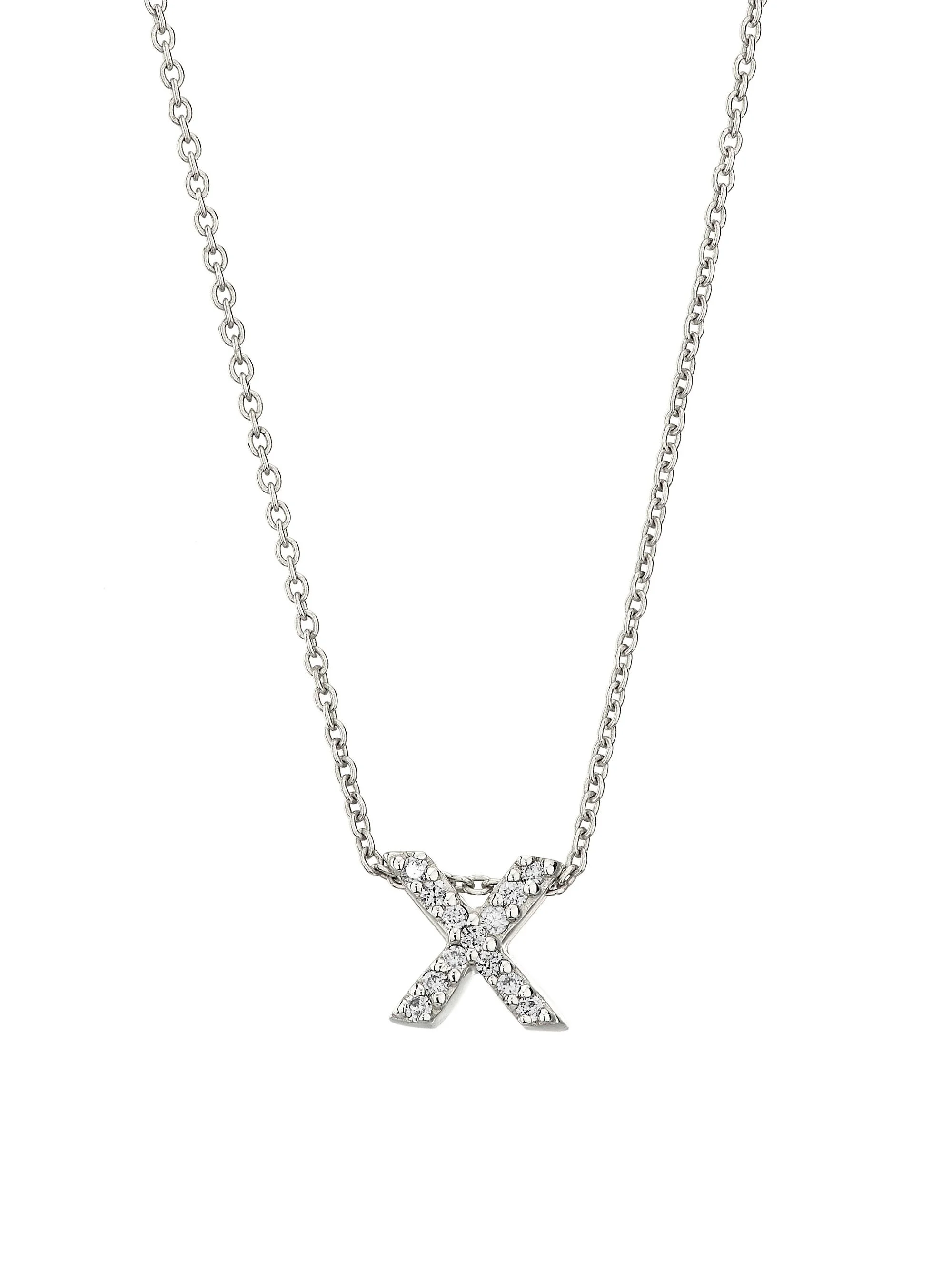 Women's Tiny Treasures 0.08 TCW Diamond & 18K White Gold Initial Necklace - Initial X - 1