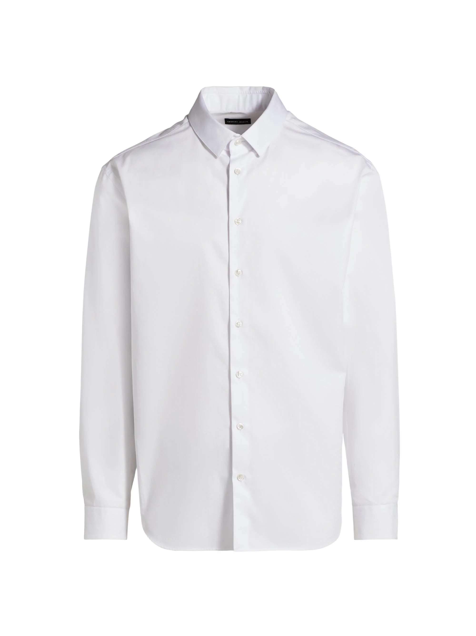Men's Shiny Solid Woven Cotton Shirt - White - 1