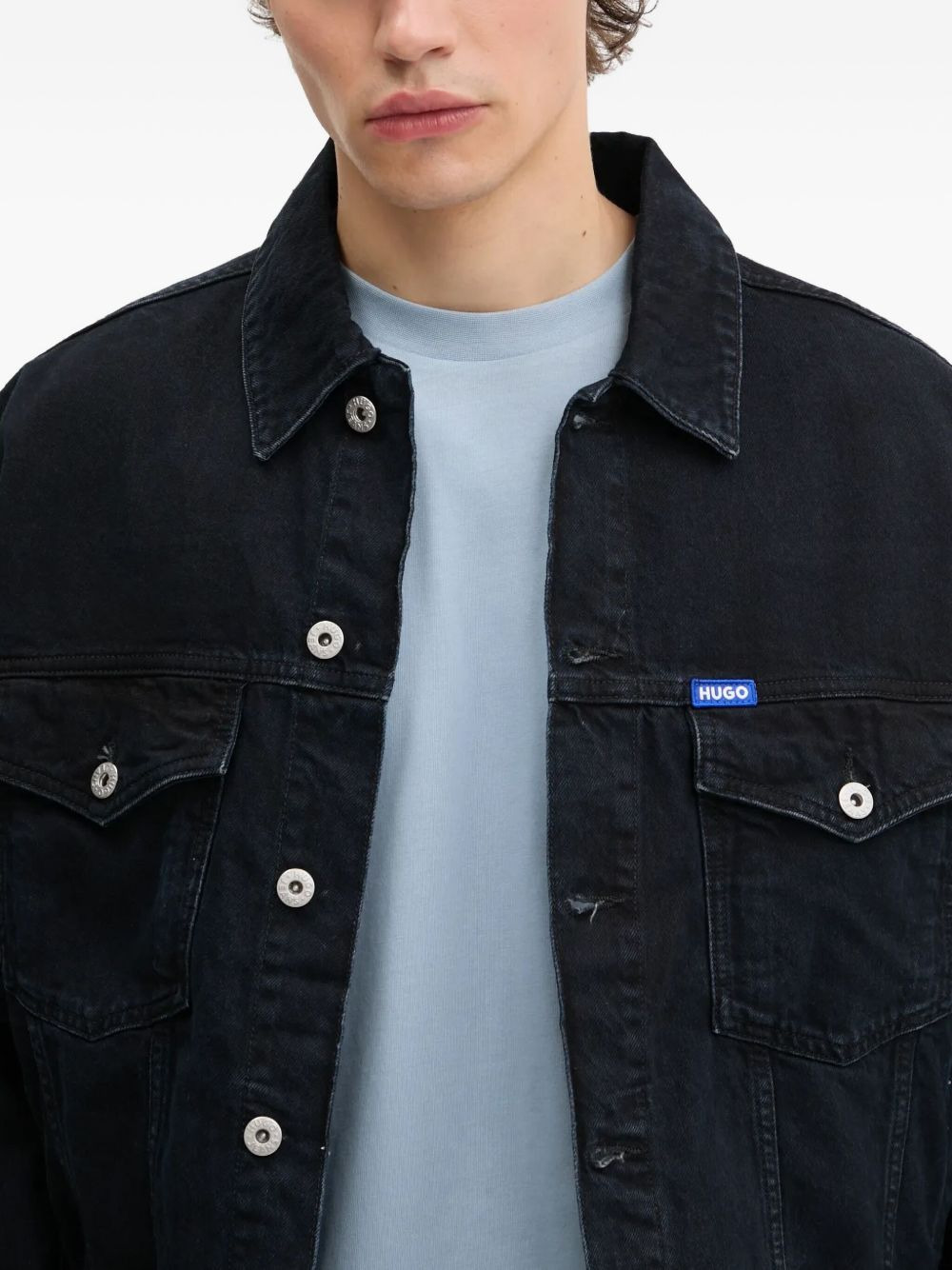 logo-plaque denim jacket - 4