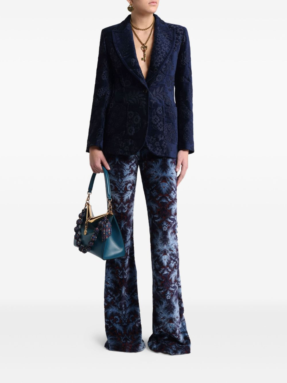 floral jacquard blazer - 2