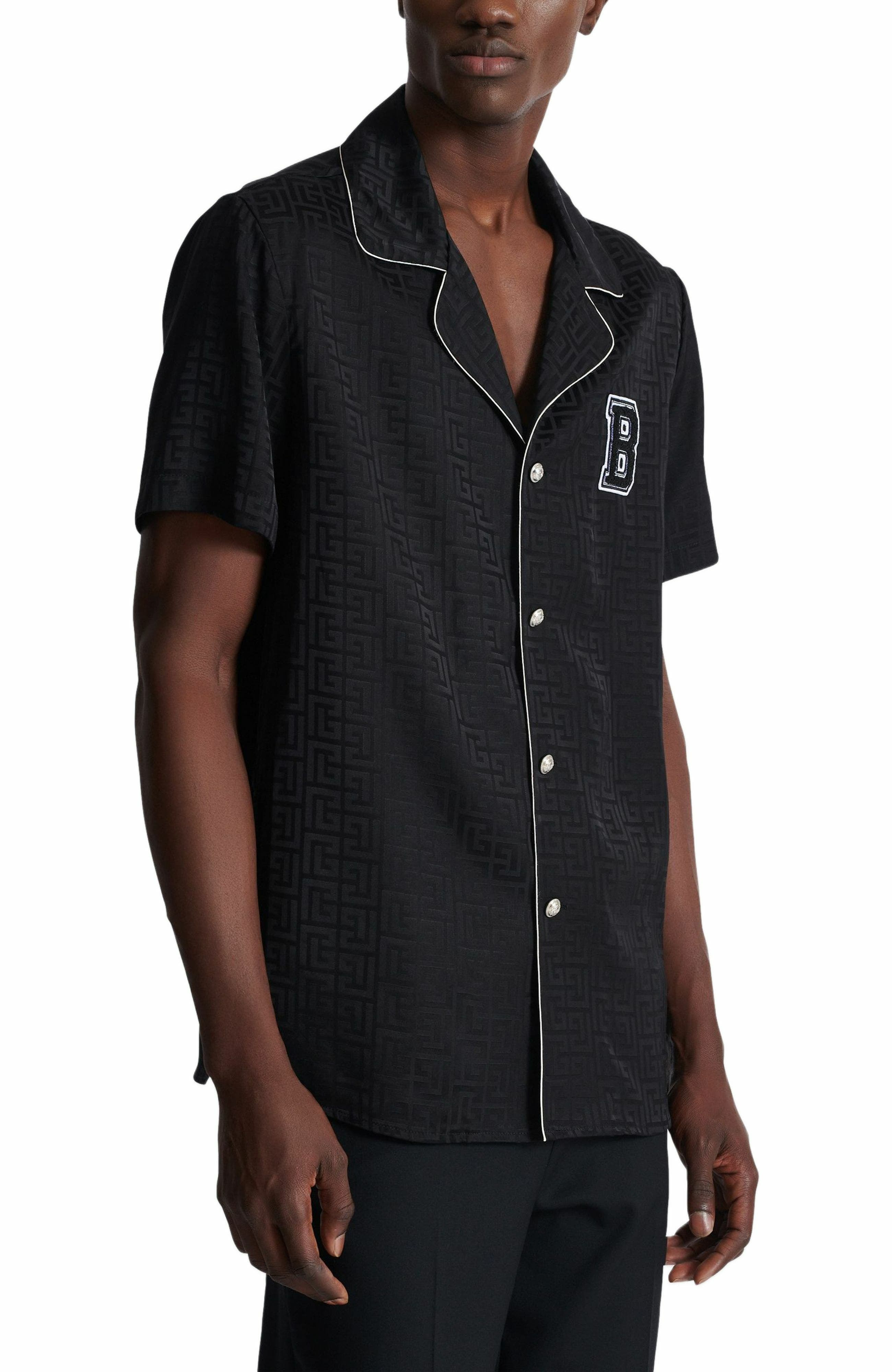 Balmain Varsity pyjama shirt in Black at Nordstrom - 5