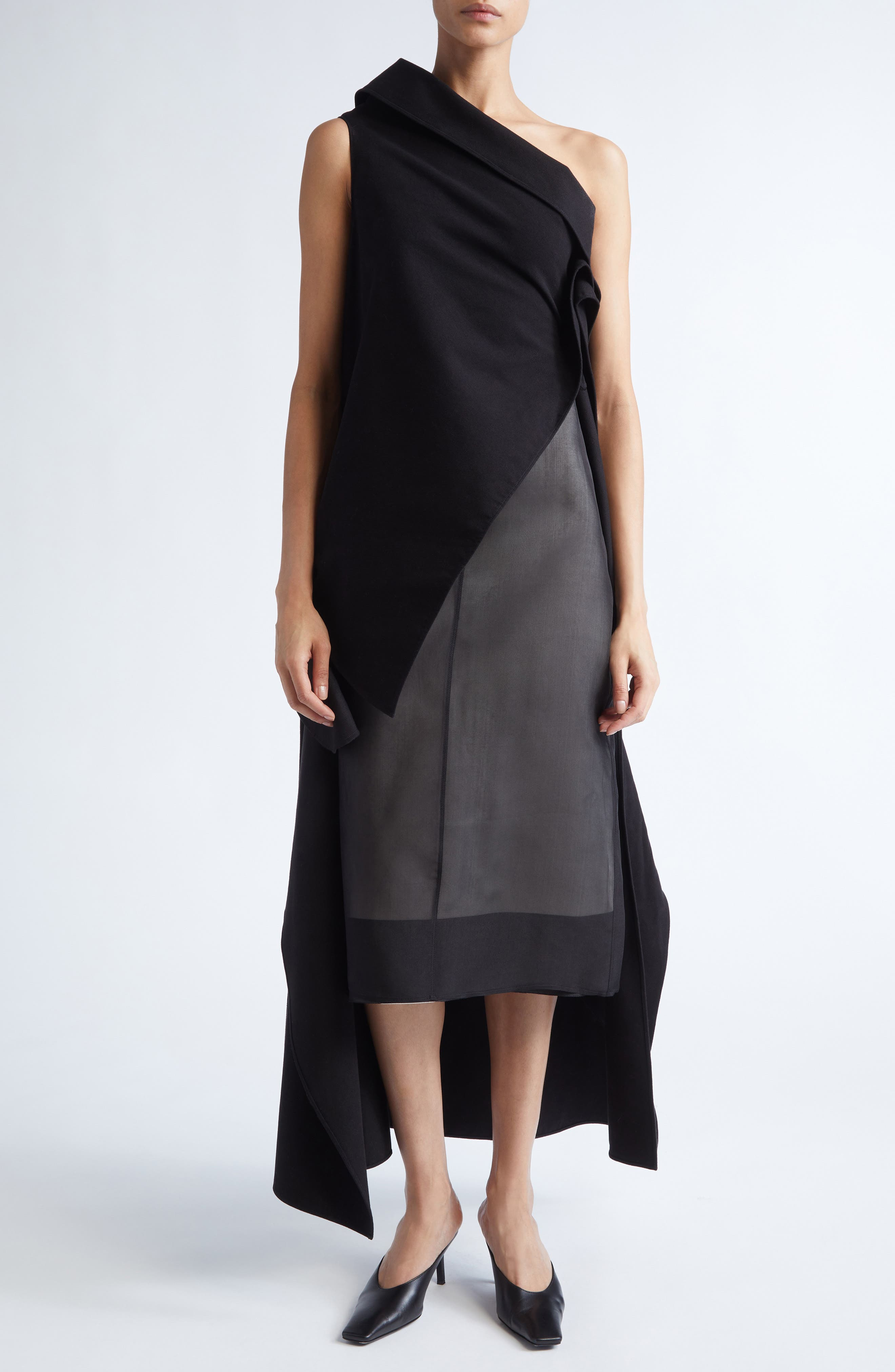 GIA STUDIOS Lucienne Silk Midi Skirt in Black/Cream at Nordstrom - 2