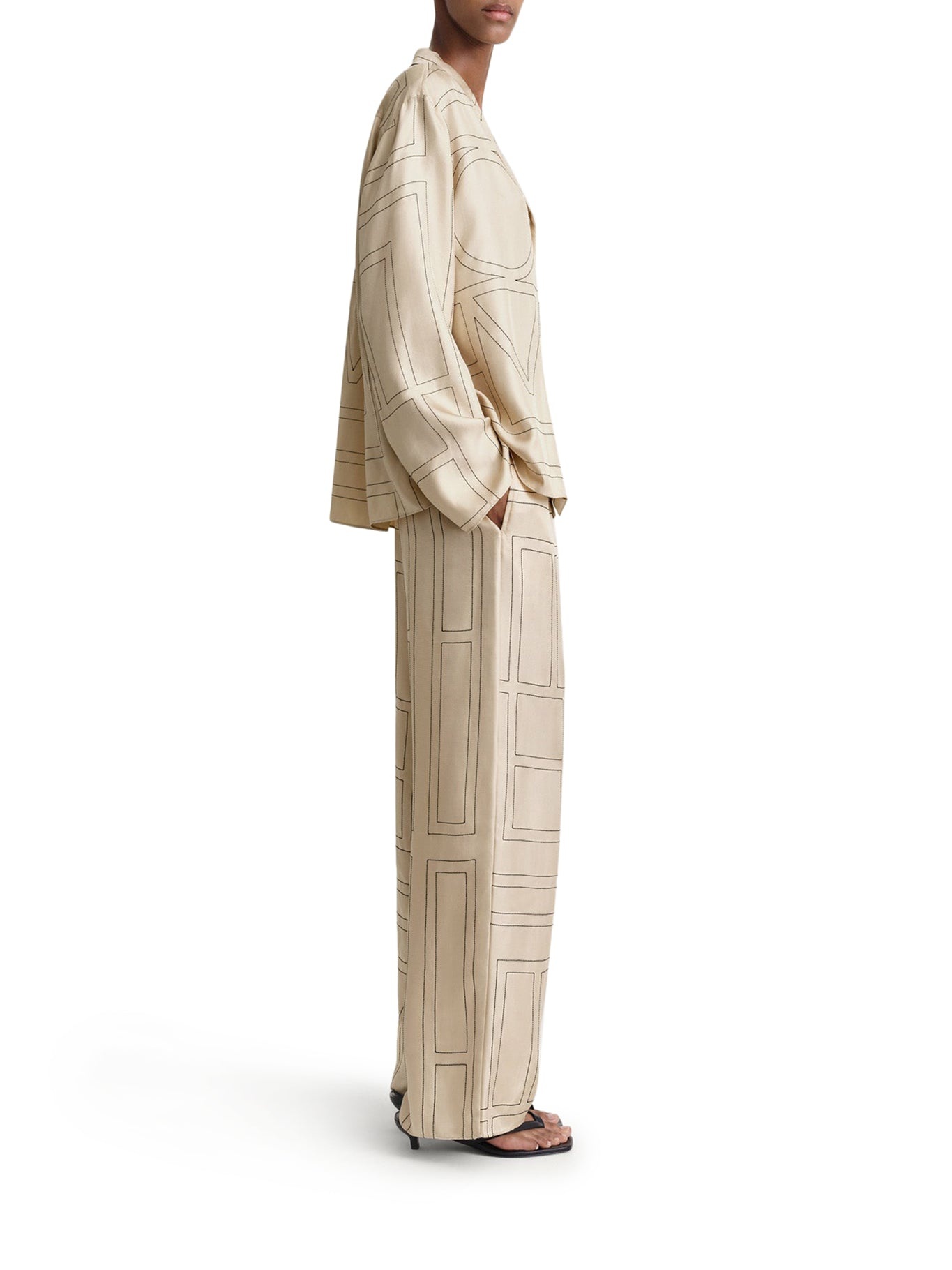 MONOGRAM SILK PANTS - 3