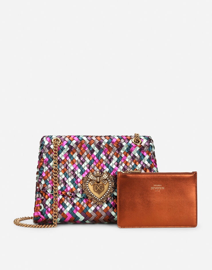 Large Devotion shoulder bag in multi-colored foiled woven nappa leather - 5