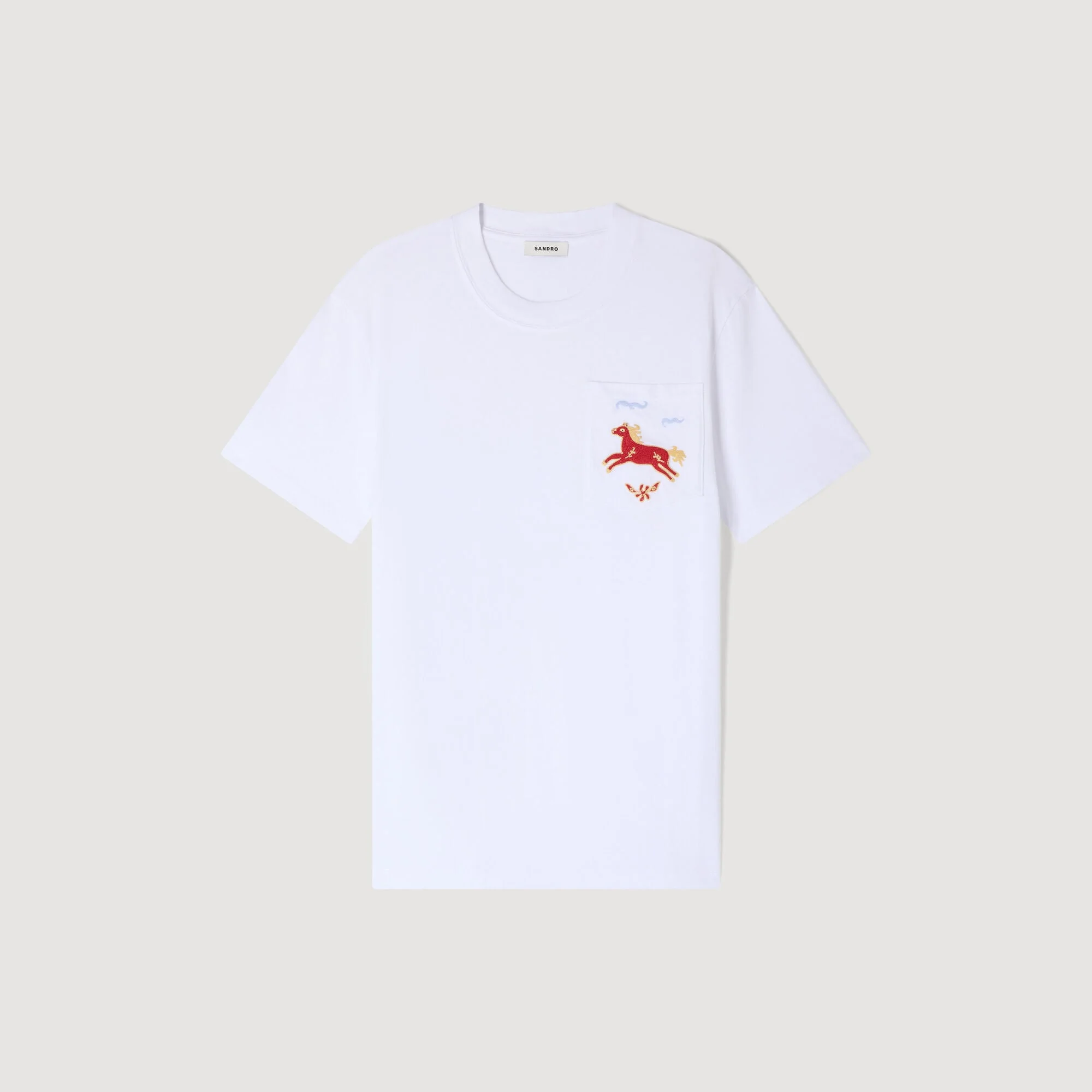 EMBROIDERED HORSE COTTON T-SHIRT - 1
