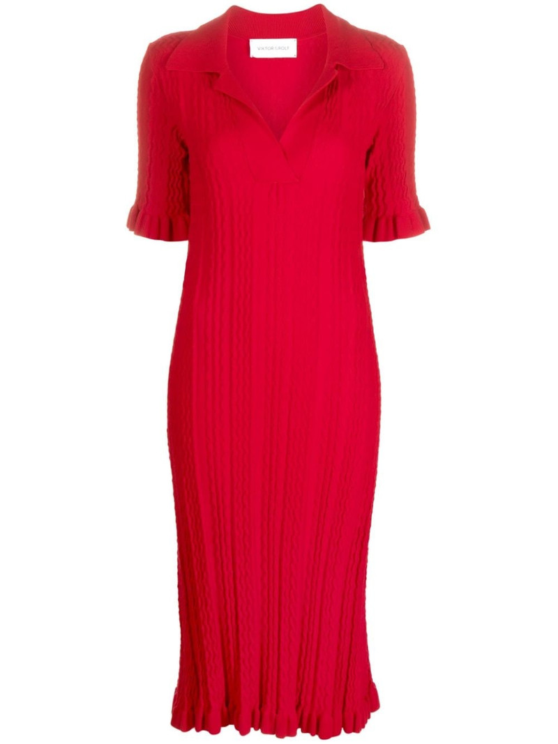 V-neck knitted midi dress 1