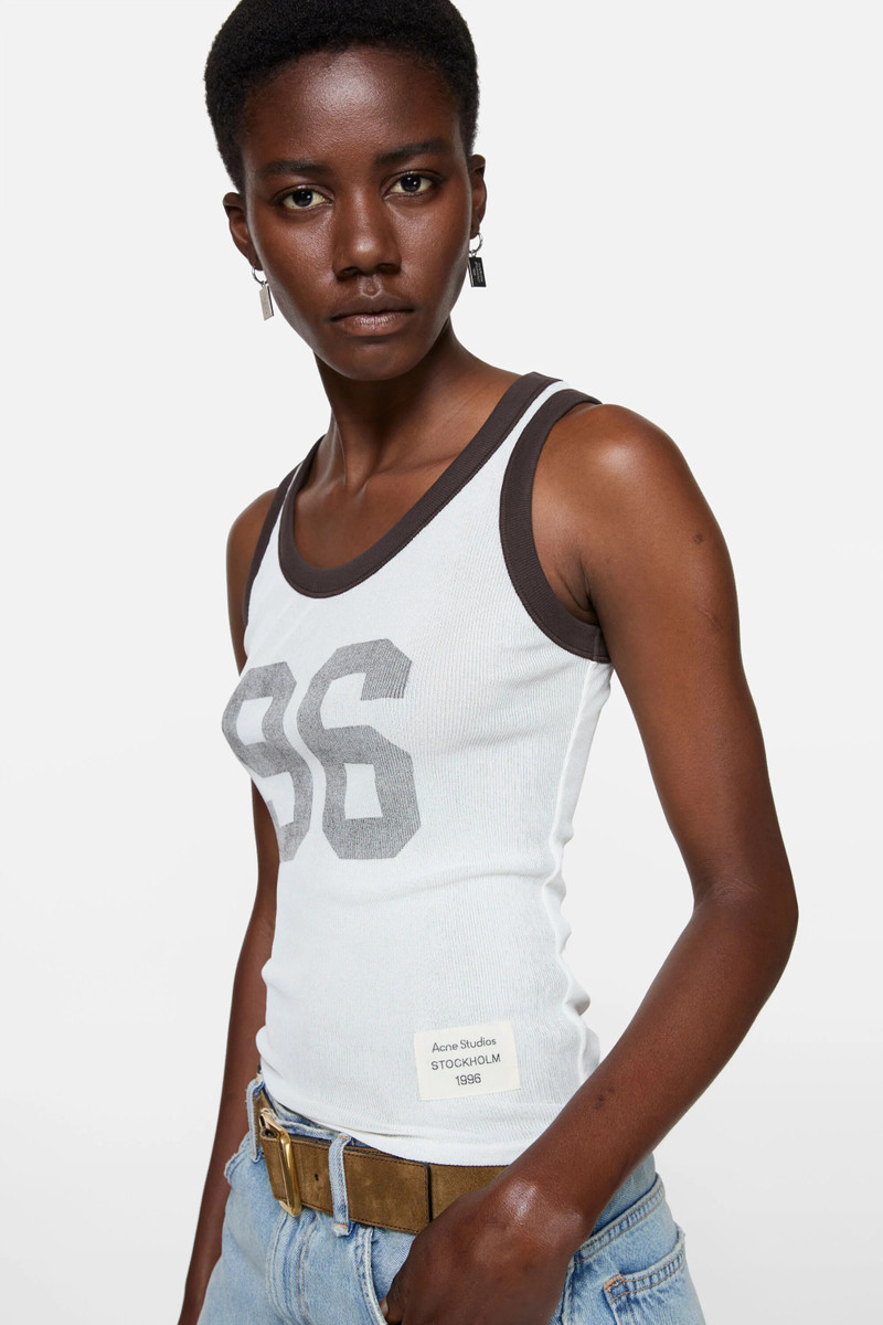 Sheer logo tank top - Brown/white 3