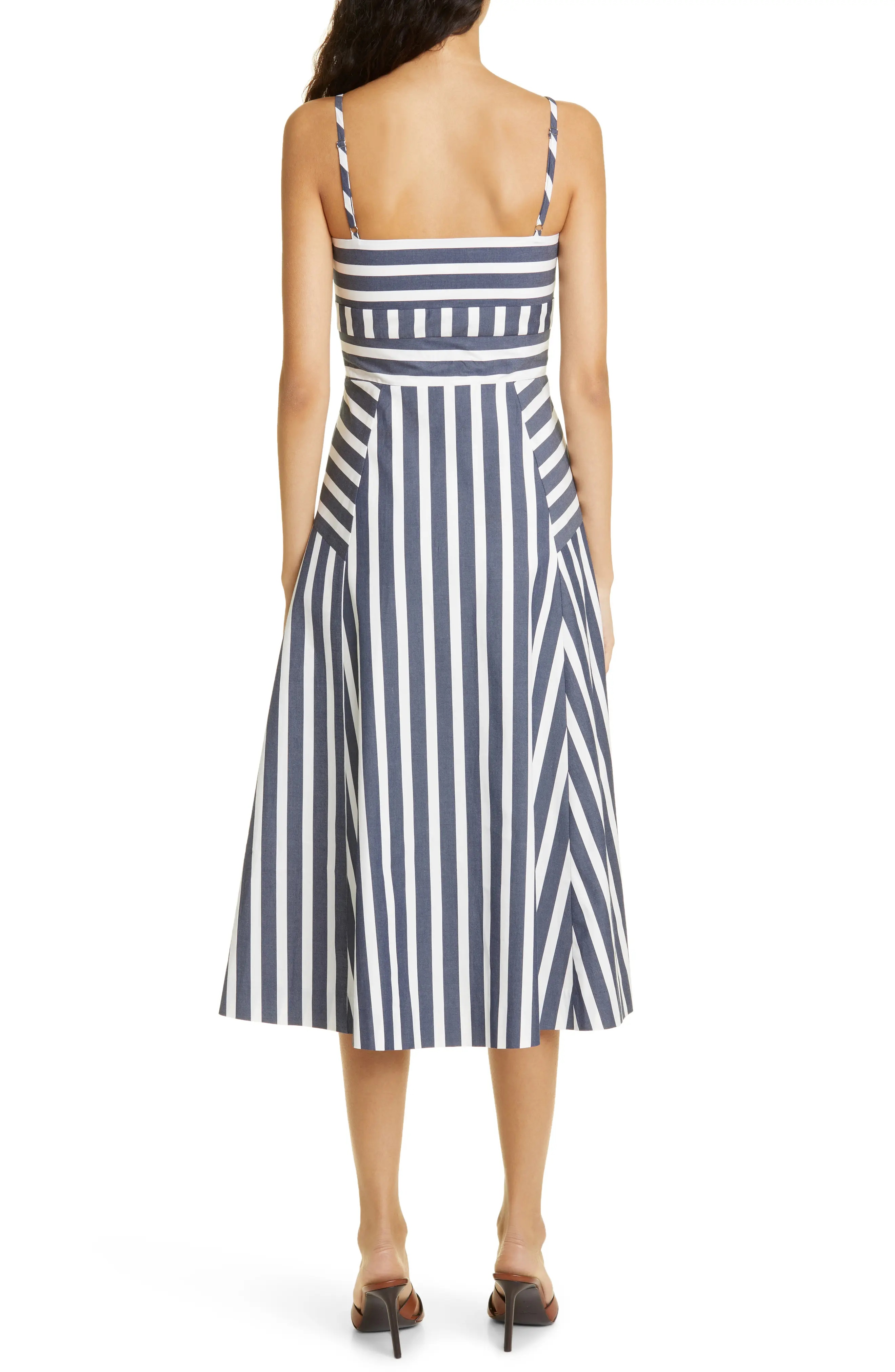 VERONICA BEARD Blige Directional Stripe Stretch Cotton Dress in Marine ...