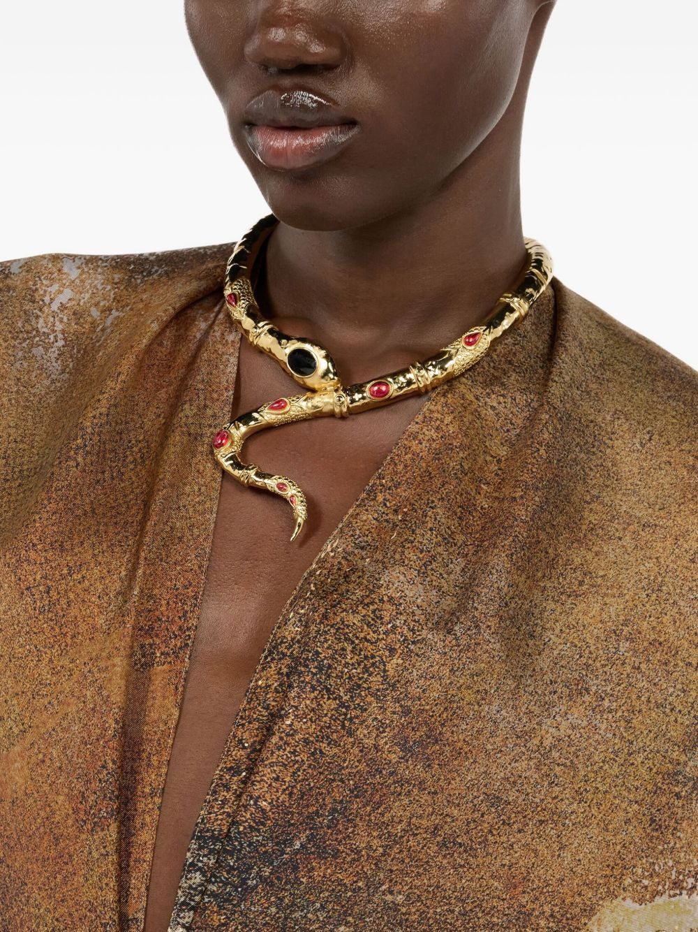 crystal-embellished snake-motif necklace - 2