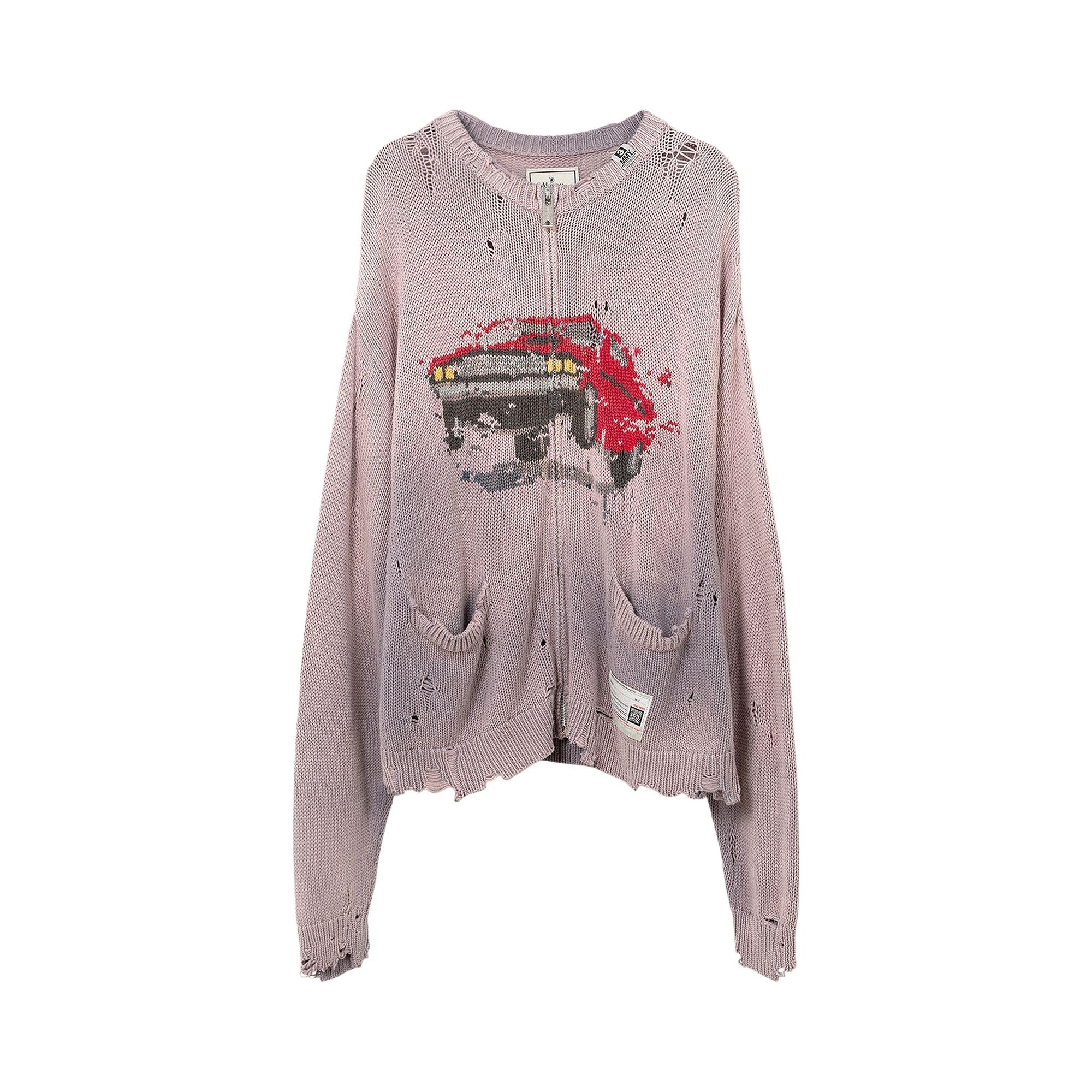 Maison Mihara Yasuhiro Car Jacquard Knit Cardigan 'Pink' - 1