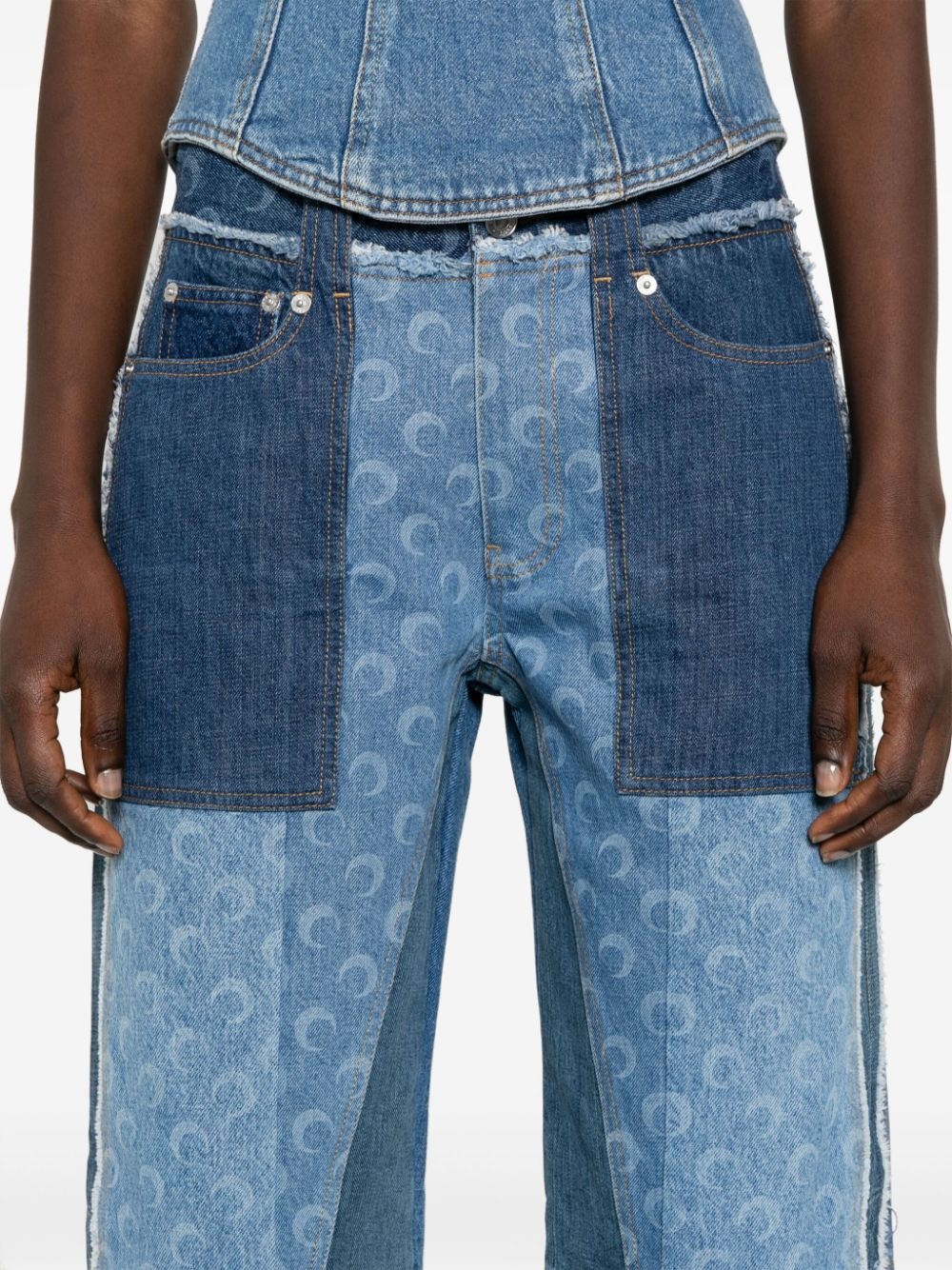 patchwork straight-leg jeans - 5