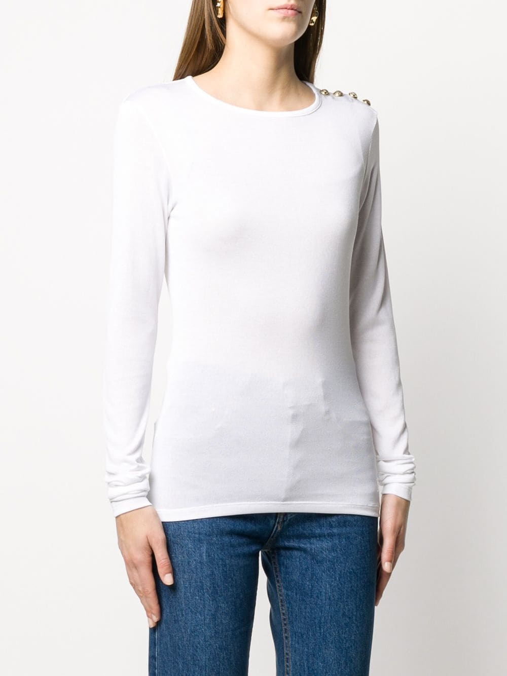 button detail long-sleeve T-shirt - 3