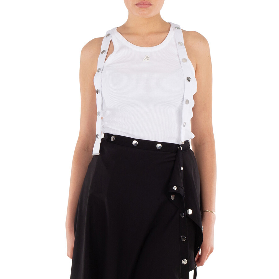 The Attico White Ribbed Jersey Tank Top - 3