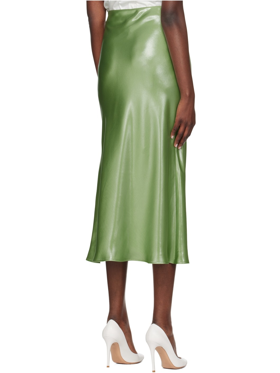 Green Metallic Midi Skirt - 3